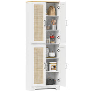 Armário de Cozinha Alto com Prateleiras Ajustáveis em Vime Branco 60x30x170 cm