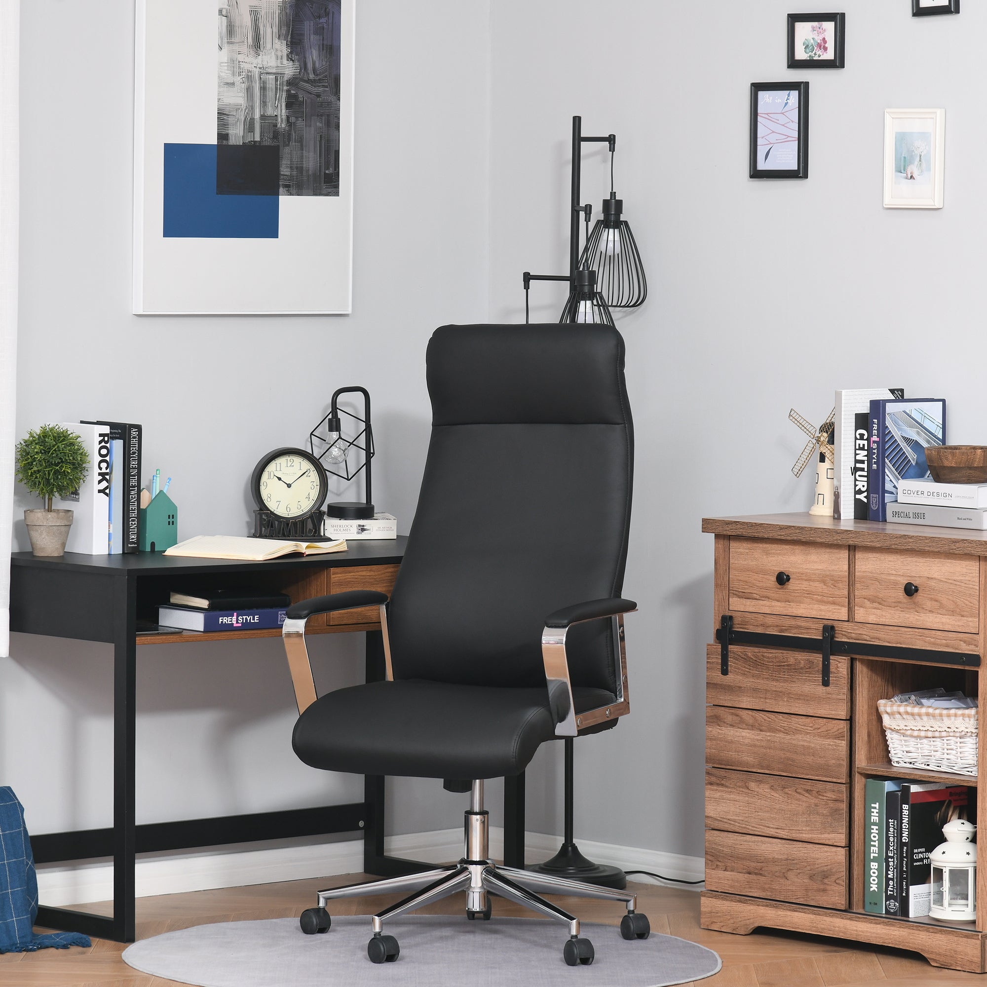 Cadeira de Escritório Ergonômica Ajustável em Altura - 63x64x118.5-128 cm - Black