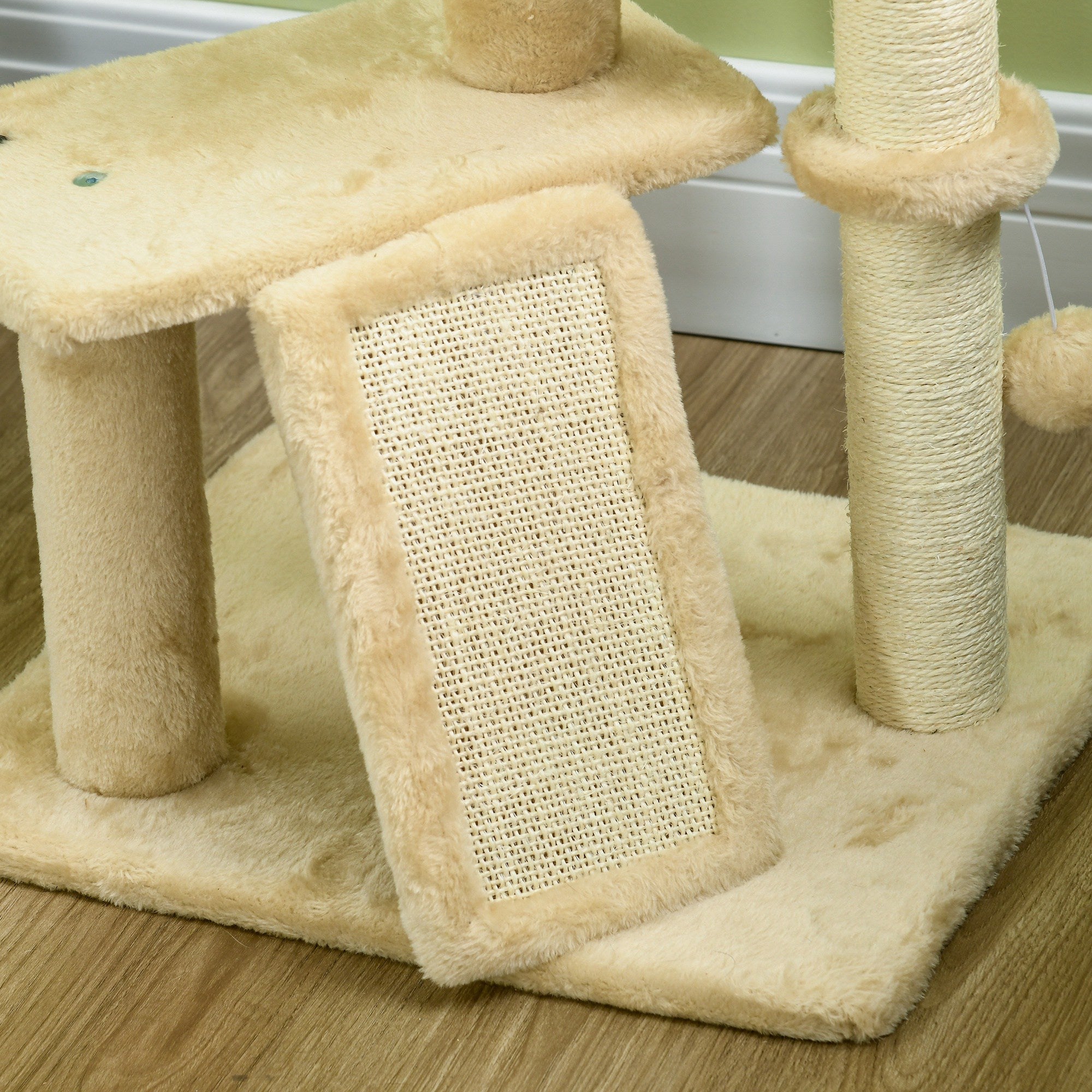 Arranhador para Gatos com Postes para Arranhar e Cama - 45x40x116 cm - Bege