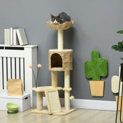 Arranhador para Gatos com Postes para Arranhar e Cama - 45x40x116 cm - Bege