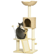 Arranhador para Gatos com Postes para Arranhar e Cama - 45x40x116 cm - Bege