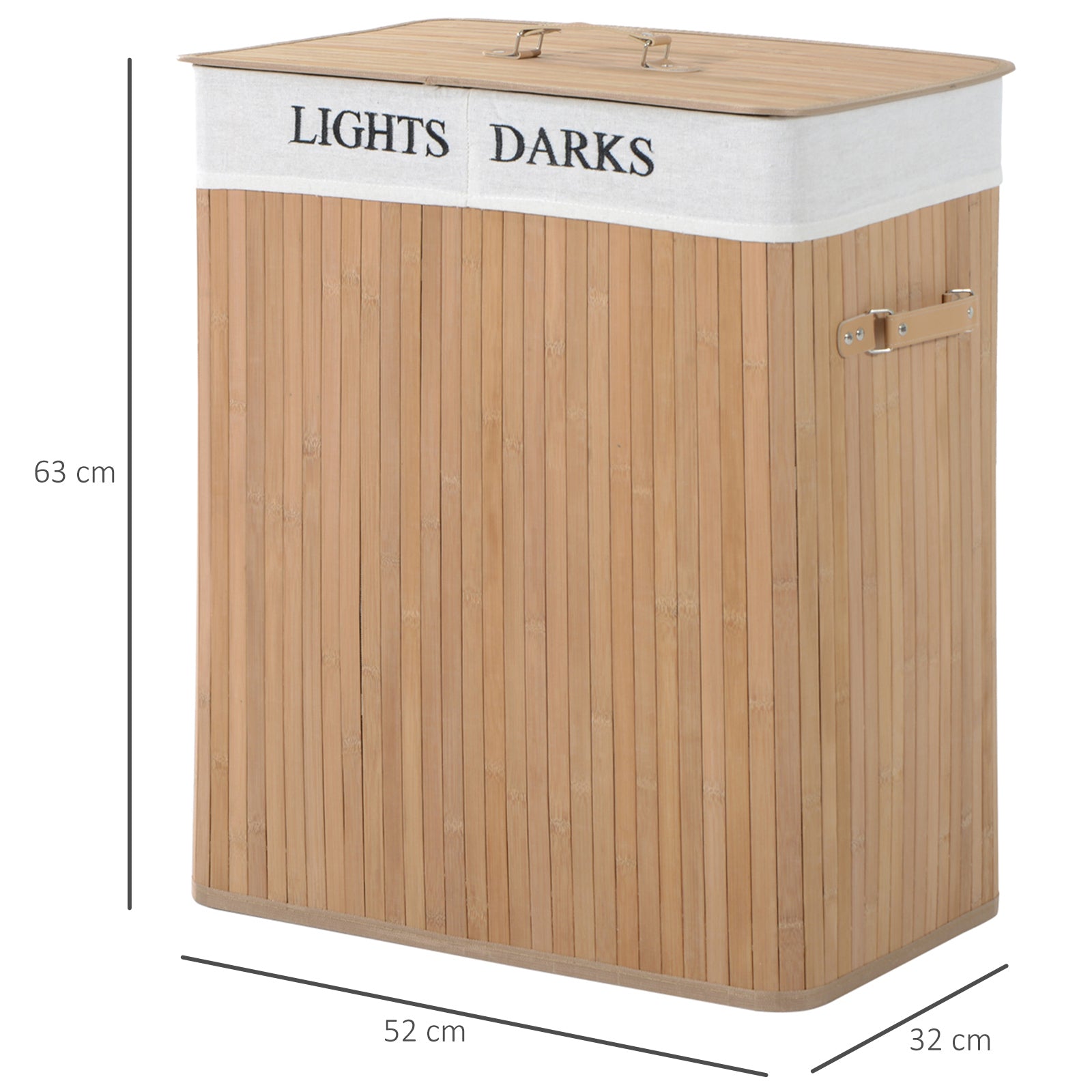 Cesto para Roupa Suja – 52x32x63cm – Cor de Bambu – Bambú