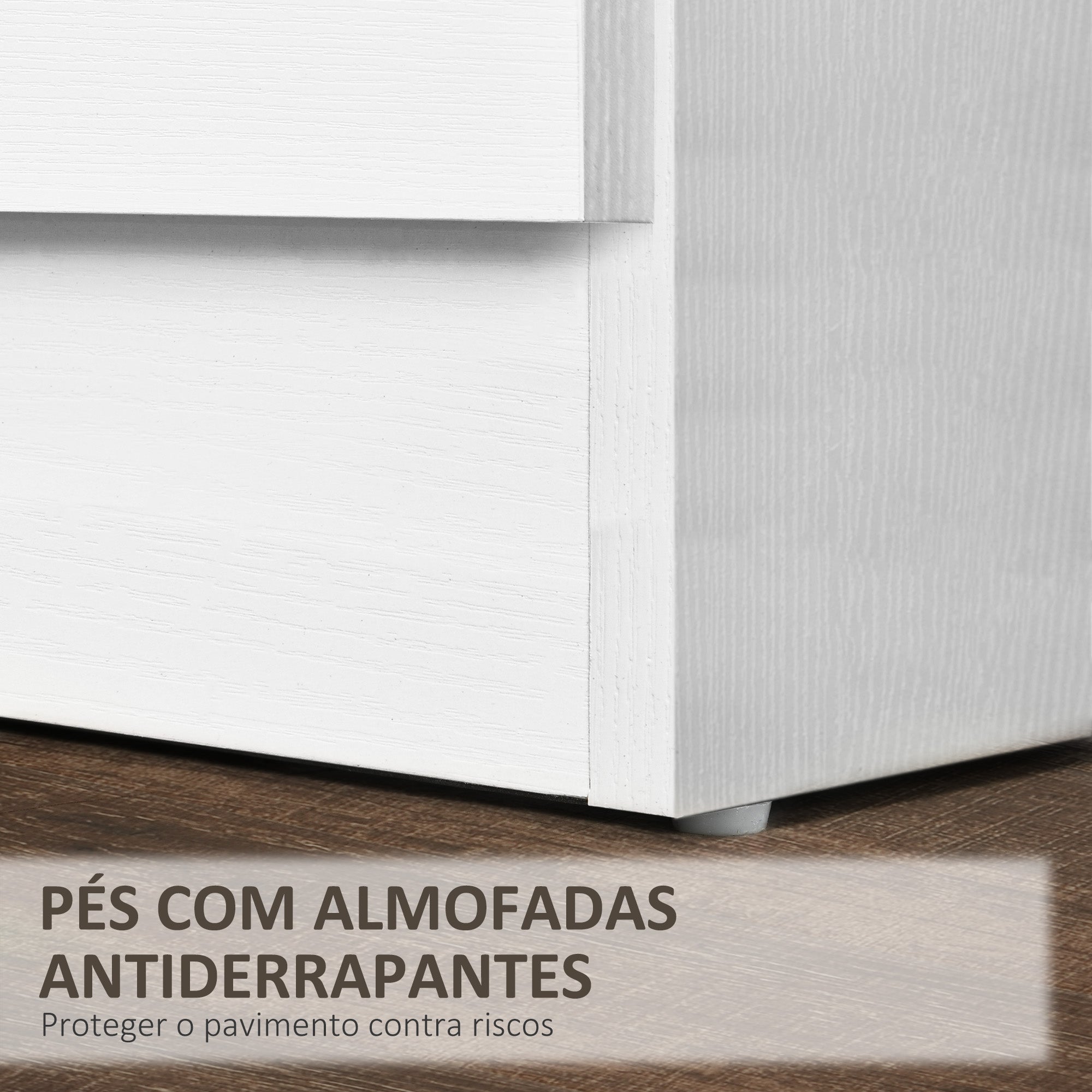 Mesa de Cabeceira Moderna com 3 Gavetas 40x35x58 cm - Branco
