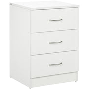 Mesa de Cabeceira Moderna com 3 Gavetas 40x35x58 cm - Branco