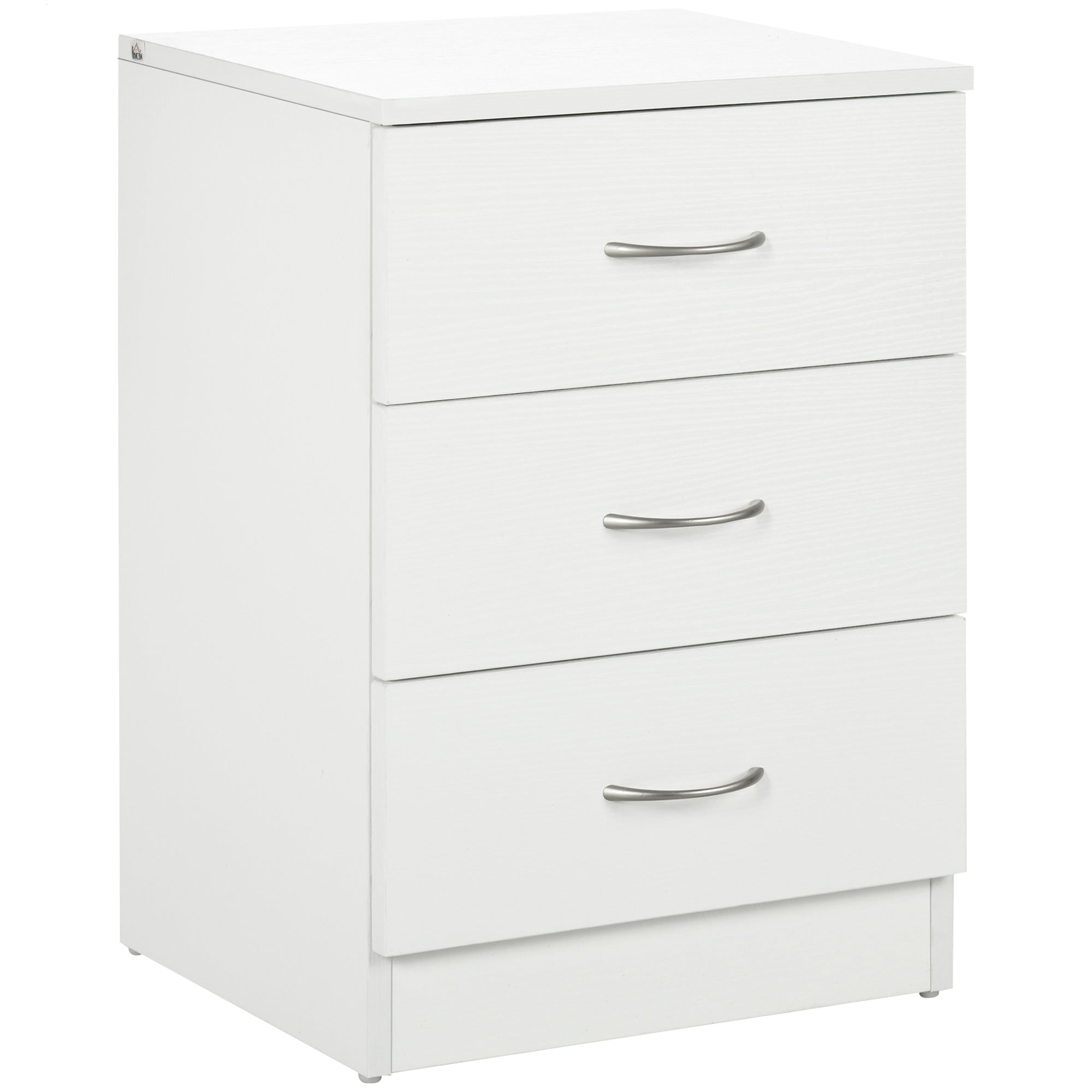 Mesa de Cabeceira Moderna com 3 Gavetas 40x35x58 cm - Branco