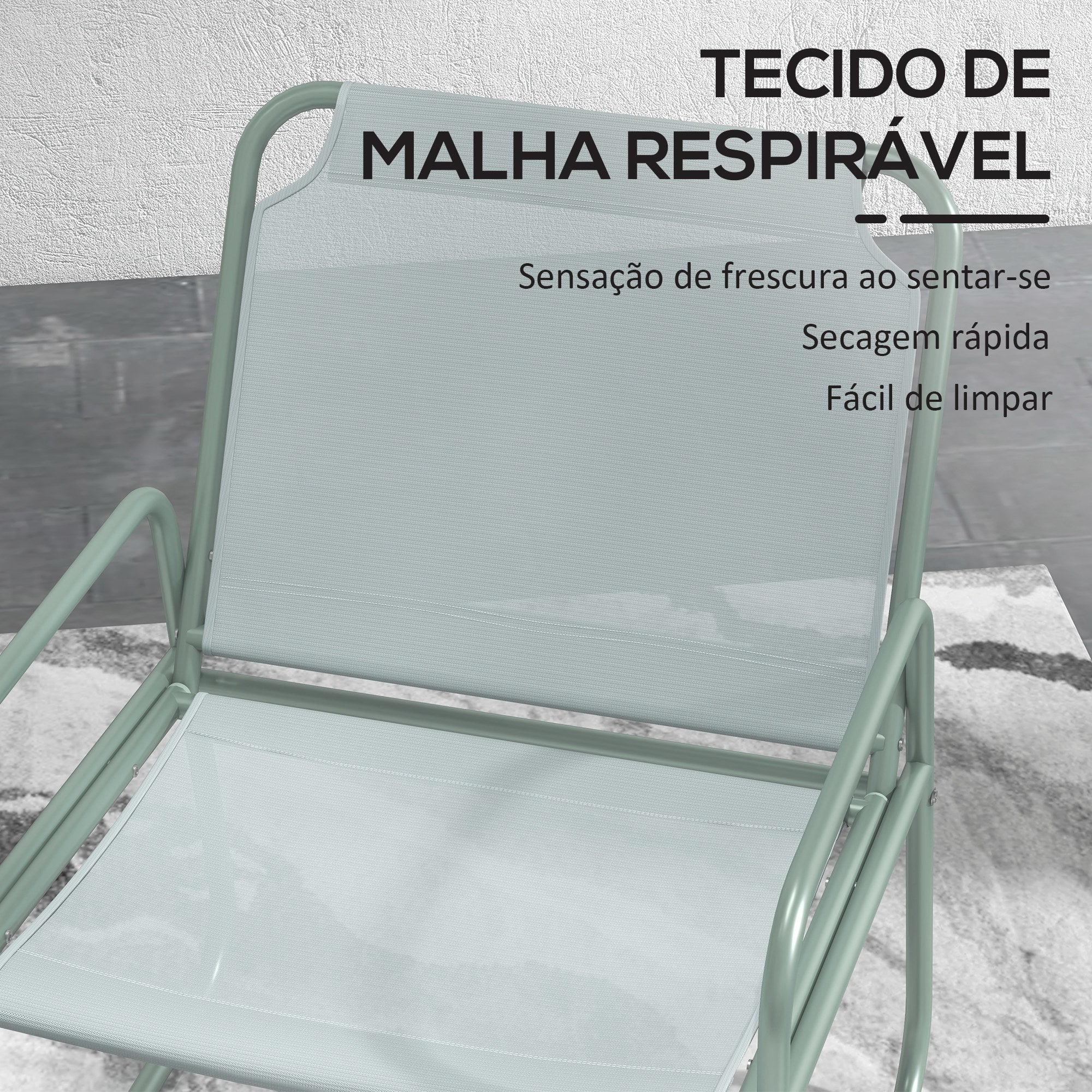 Conjunto de Móveis de Jardim - Mesa Redonda e 2 Cadeiras - Verde 63x57x82 cm