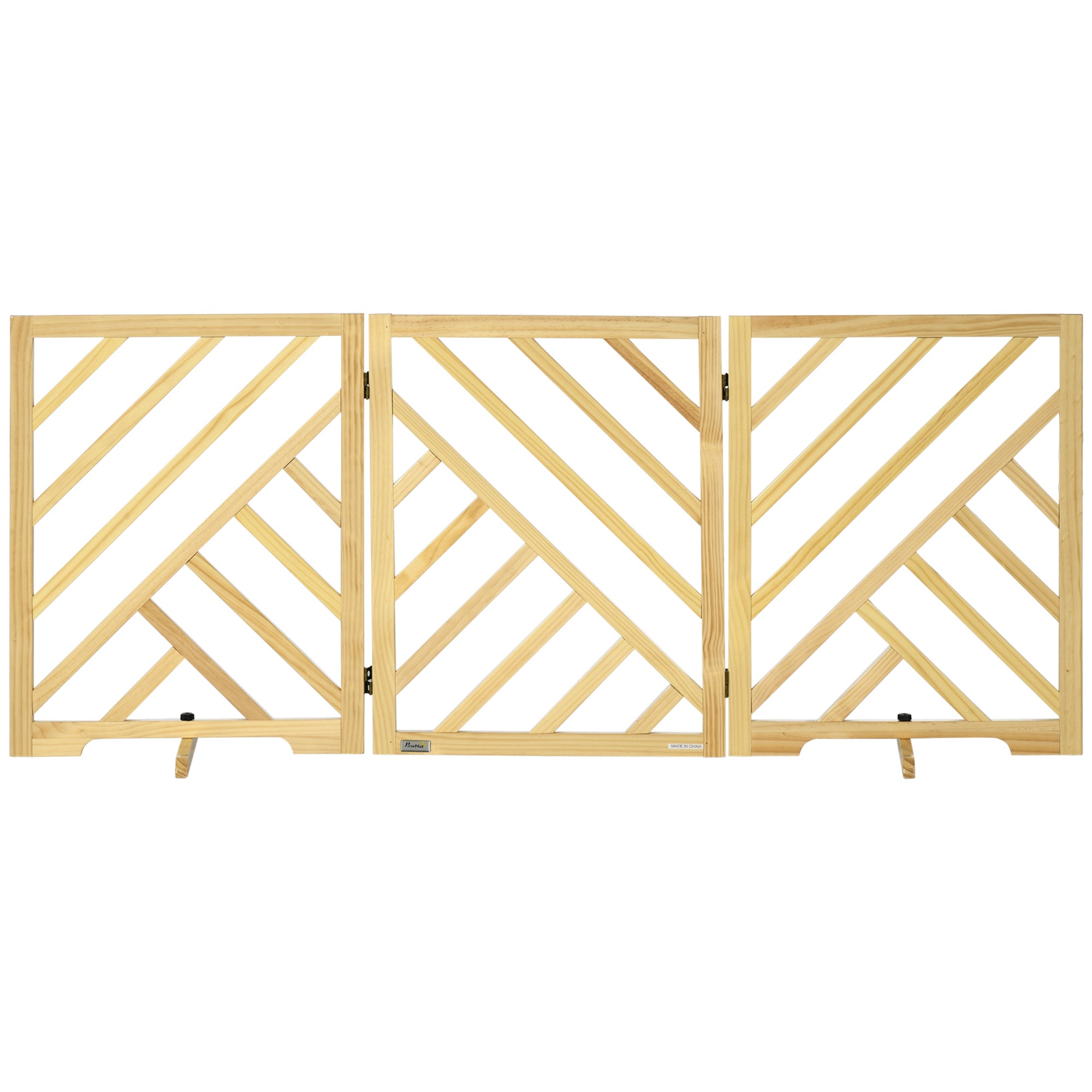 Barreira de Segurança Dobrável para Cães - 181x35x76cm - Cor de Madeira Natural