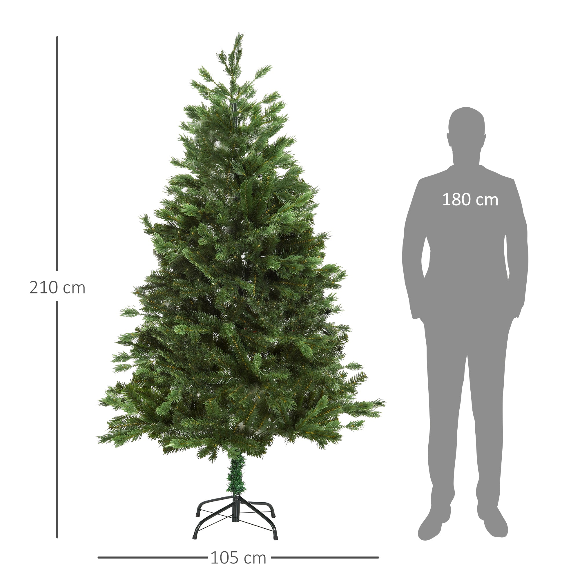 Árvore de Natal Artificial 934 Galhos Ø105x210cm Verde