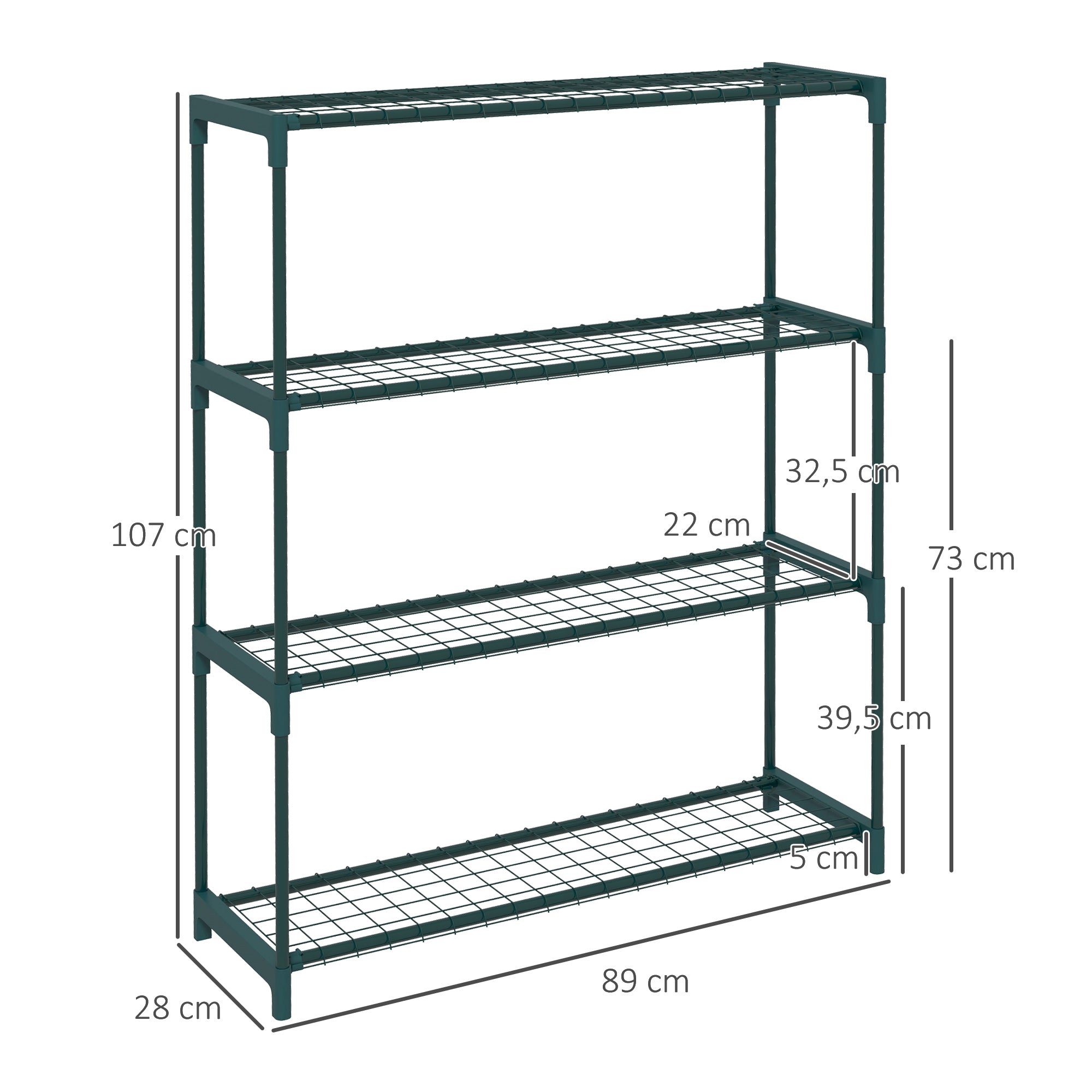 Suporte para Plantas de 4 Níveis 89x28x107 cm Verde Escuro
