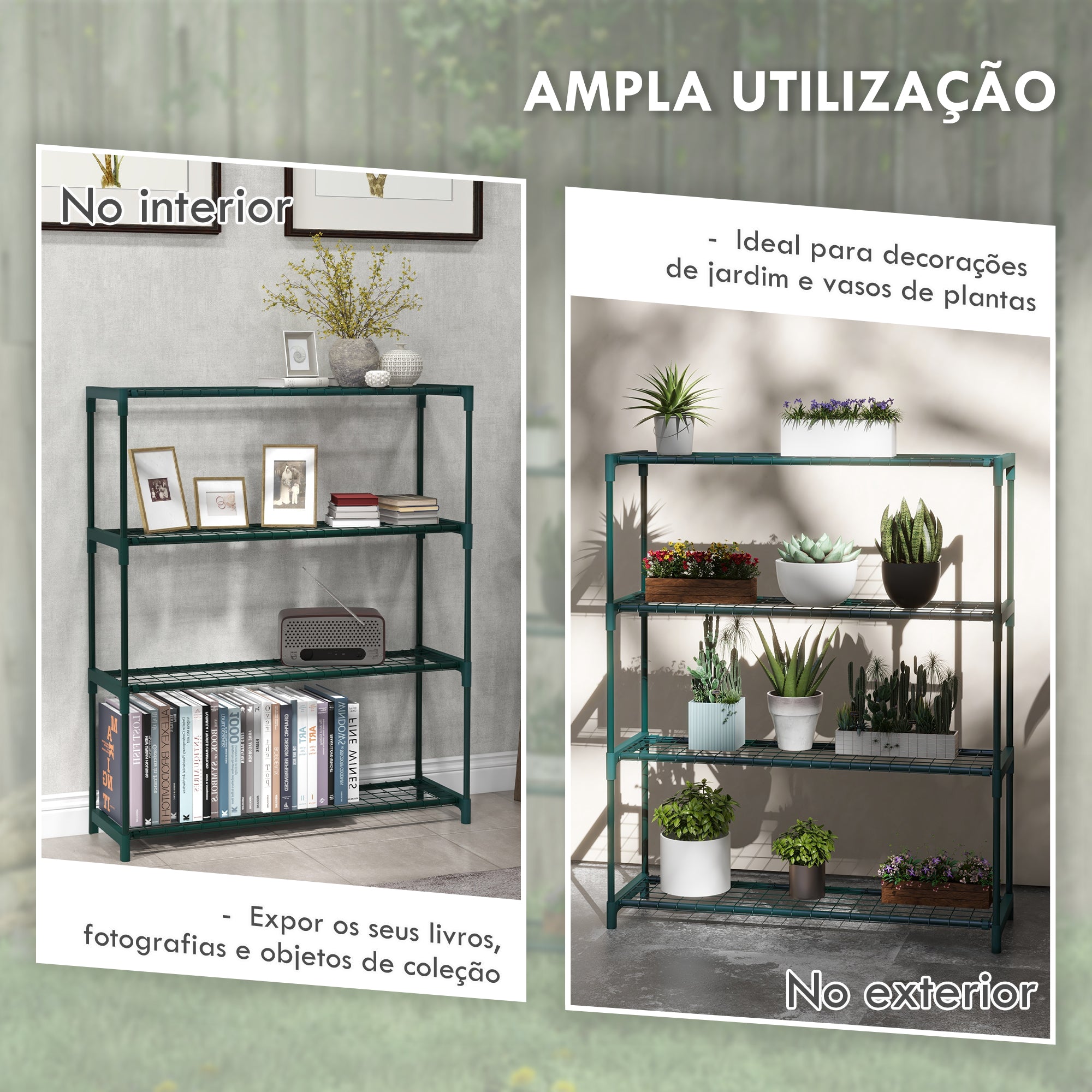 Suporte para Plantas de 4 Níveis 89x28x107 cm Verde Escuro