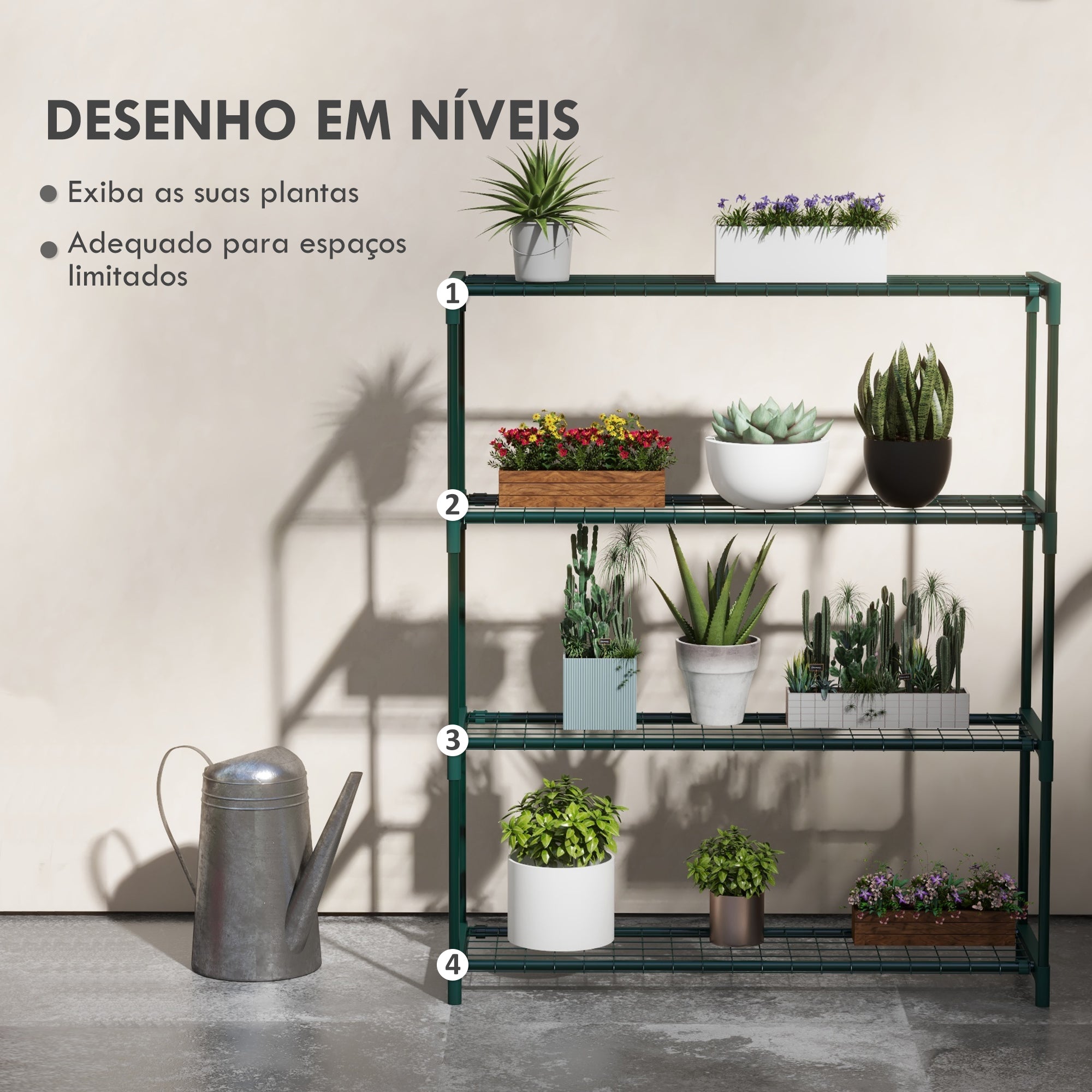 Suporte para Plantas de 4 Níveis 89x28x107 cm Verde Escuro