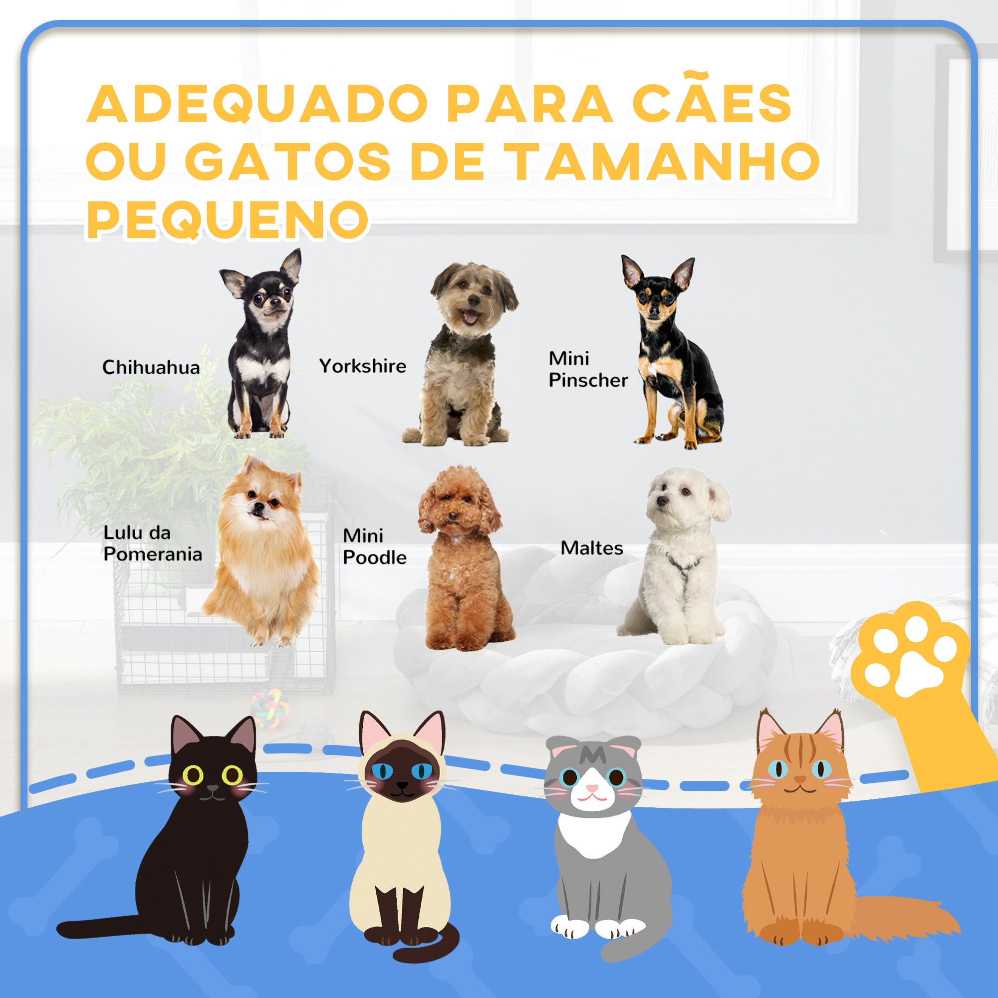 Cama Redonda para Animais de Estimação – Ø55x14 cm – Cinzento – Algodão PP