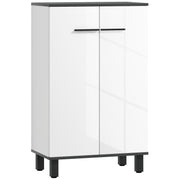 Armário Casa de Banho Móvel Auxiliar 60x34x94 cm Branco e Preto