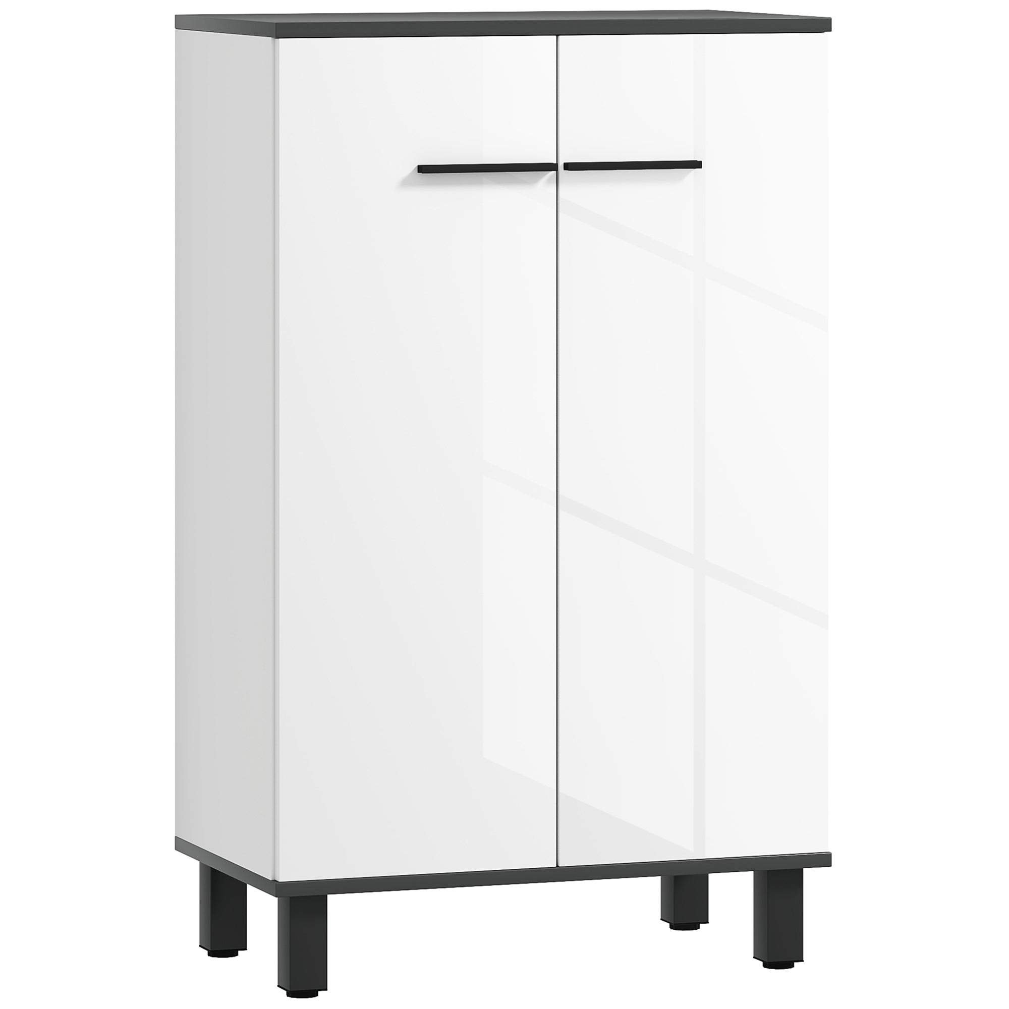 Armário Casa de Banho Móvel Auxiliar 60x34x94 cm Branco e Preto