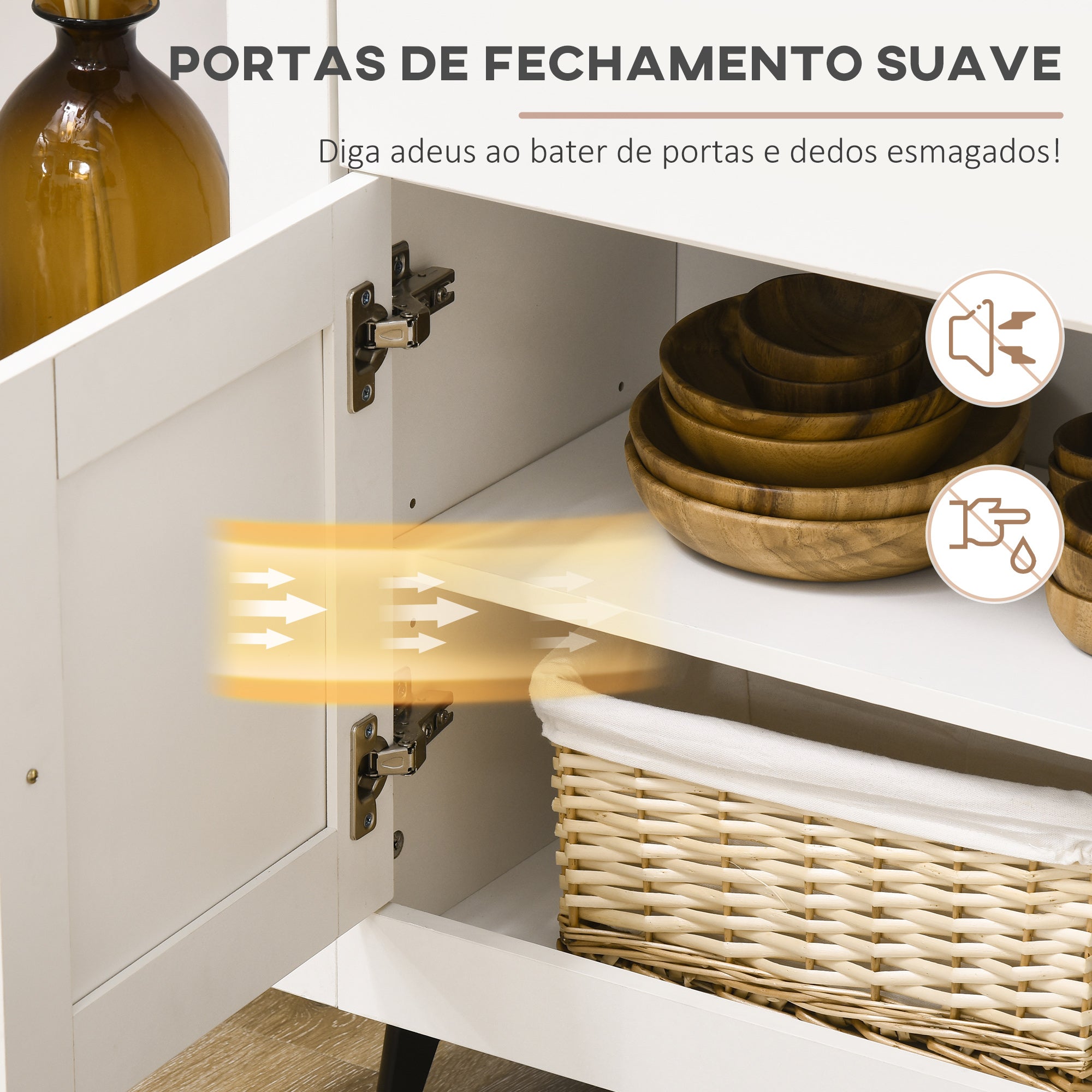 Aparador de Cozinha 117x35x80 cm Branco e Madeira