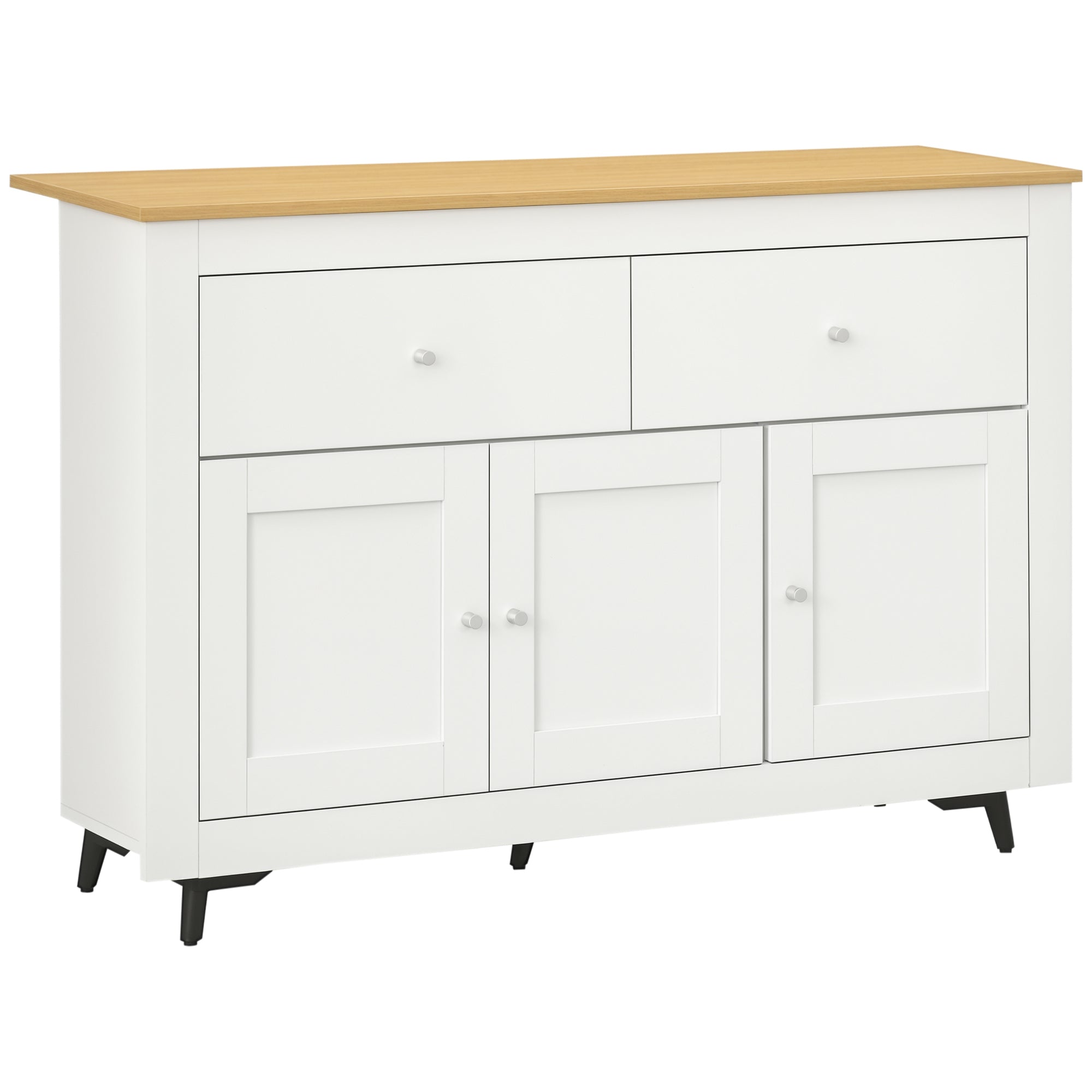 Aparador de Cozinha 117x35x80 cm Branco e Madeira