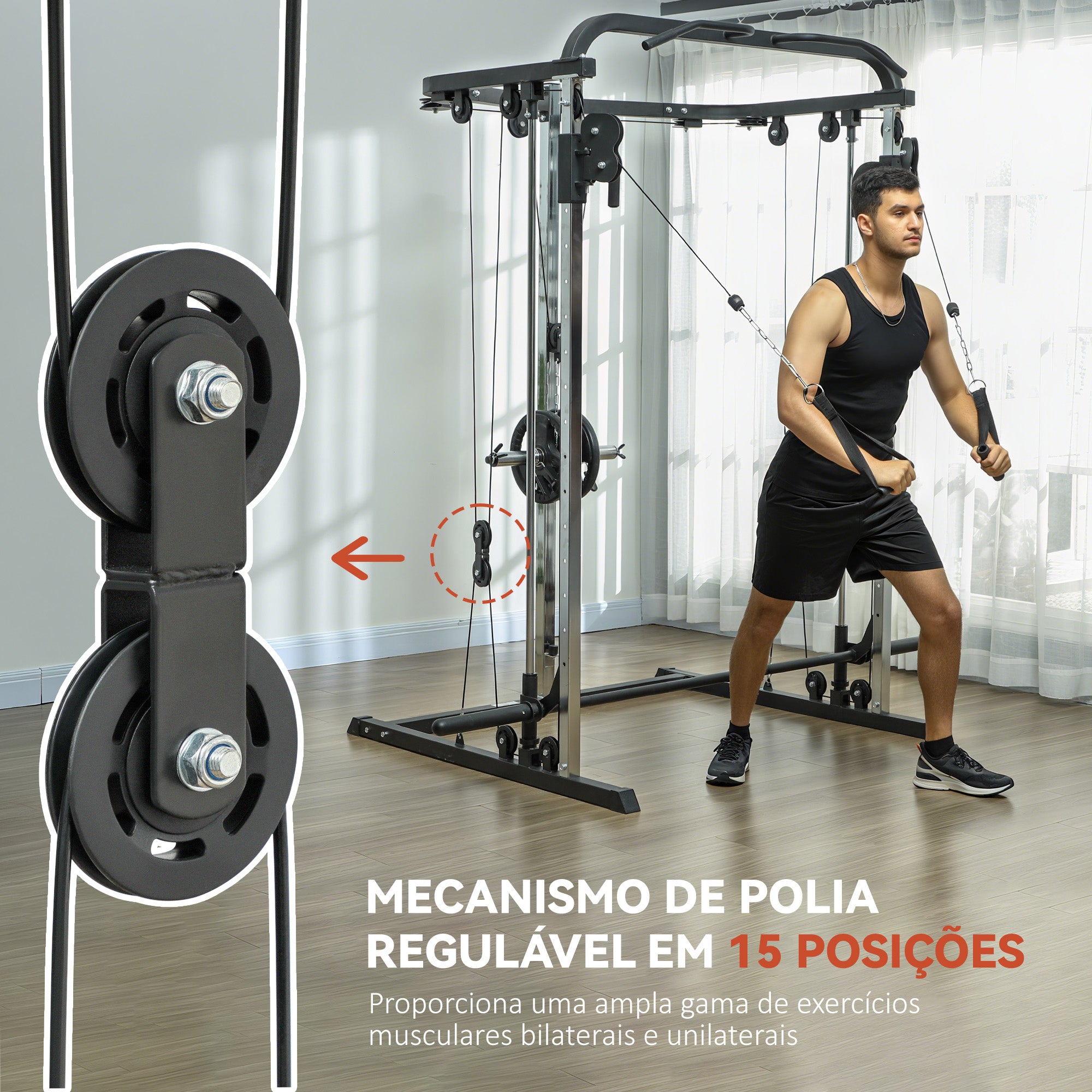Máquina Multi Estação de Musculação – 210x132x225 cm – Preto – Aço