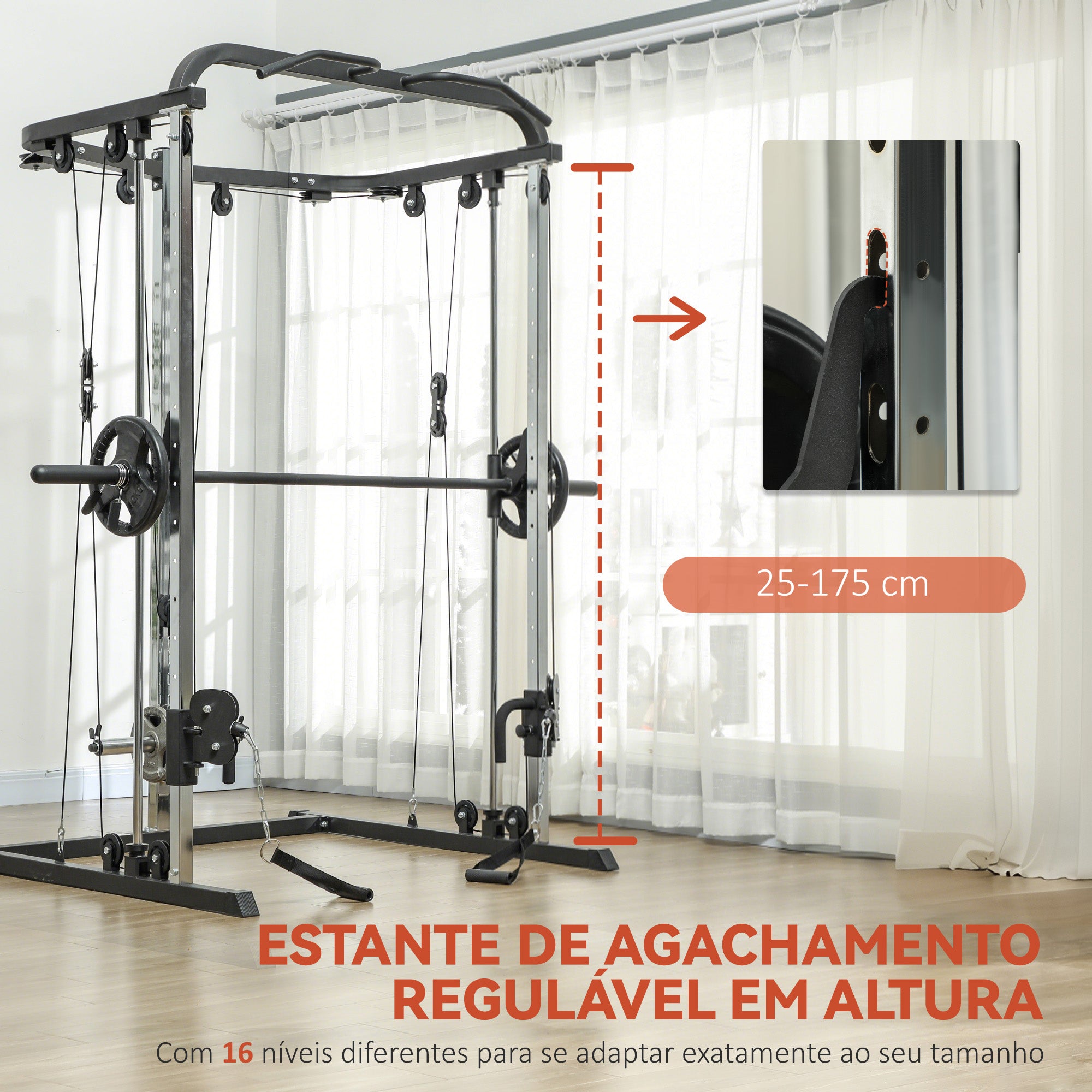Máquina Multi Estação de Musculação – 210x132x225 cm – Preto – Aço