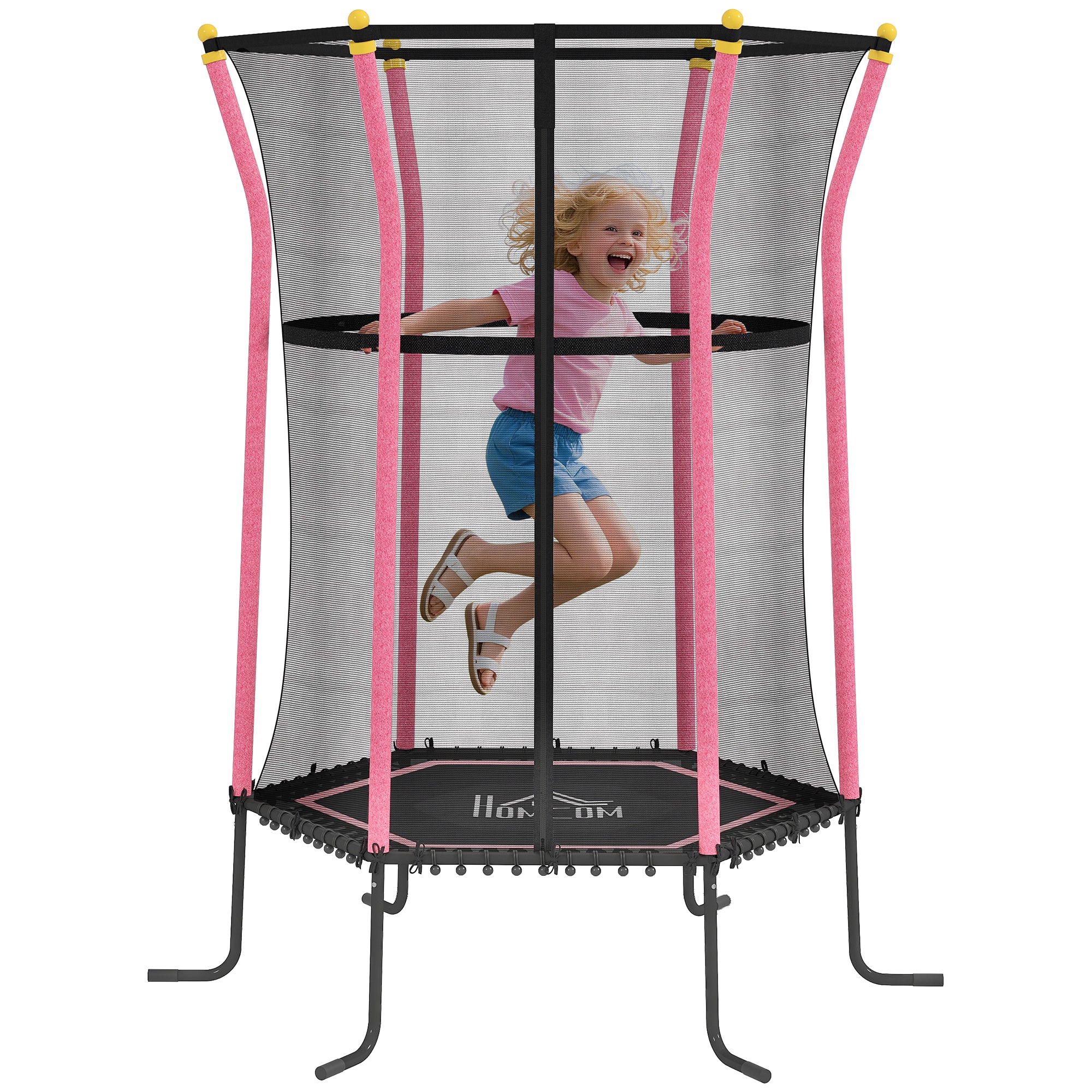 Trampolim Infantil Rosa Ø163,5x190 cm para Crianças acima de 3 Anos
