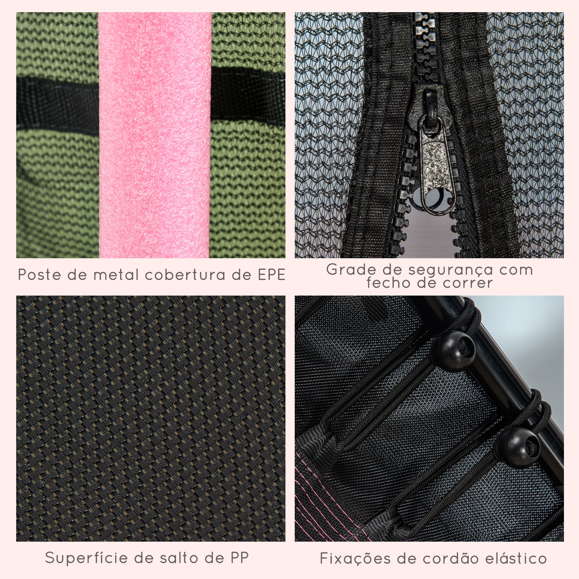 Trampolim Infantil Rosa Ø163,5x190 cm para Crianças acima de 3 Anos