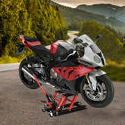 Macaco Hidráulico de Motocicletas 110x36x67 cm Vermelho e Preto