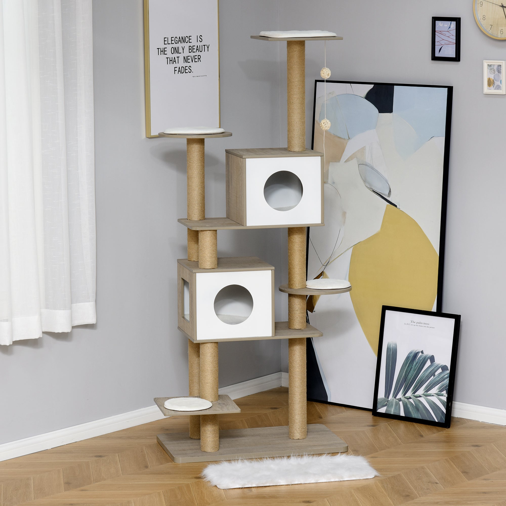 Árvore Arranhador para Gatos 80x48x177cm - Light Grey
