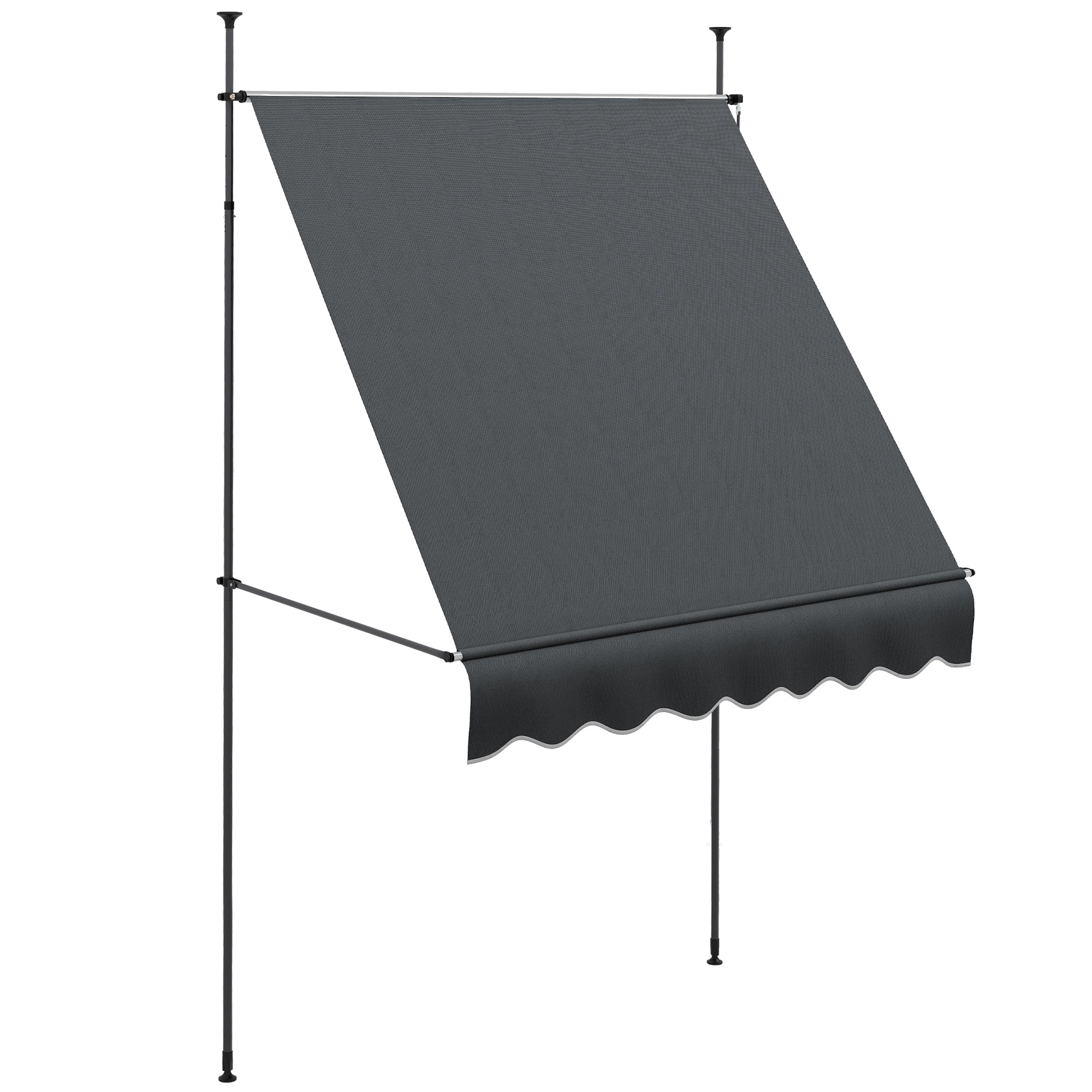 Toldo Manual Retrátil com Manivela 200x120x210-300 cm Cinza Escuro