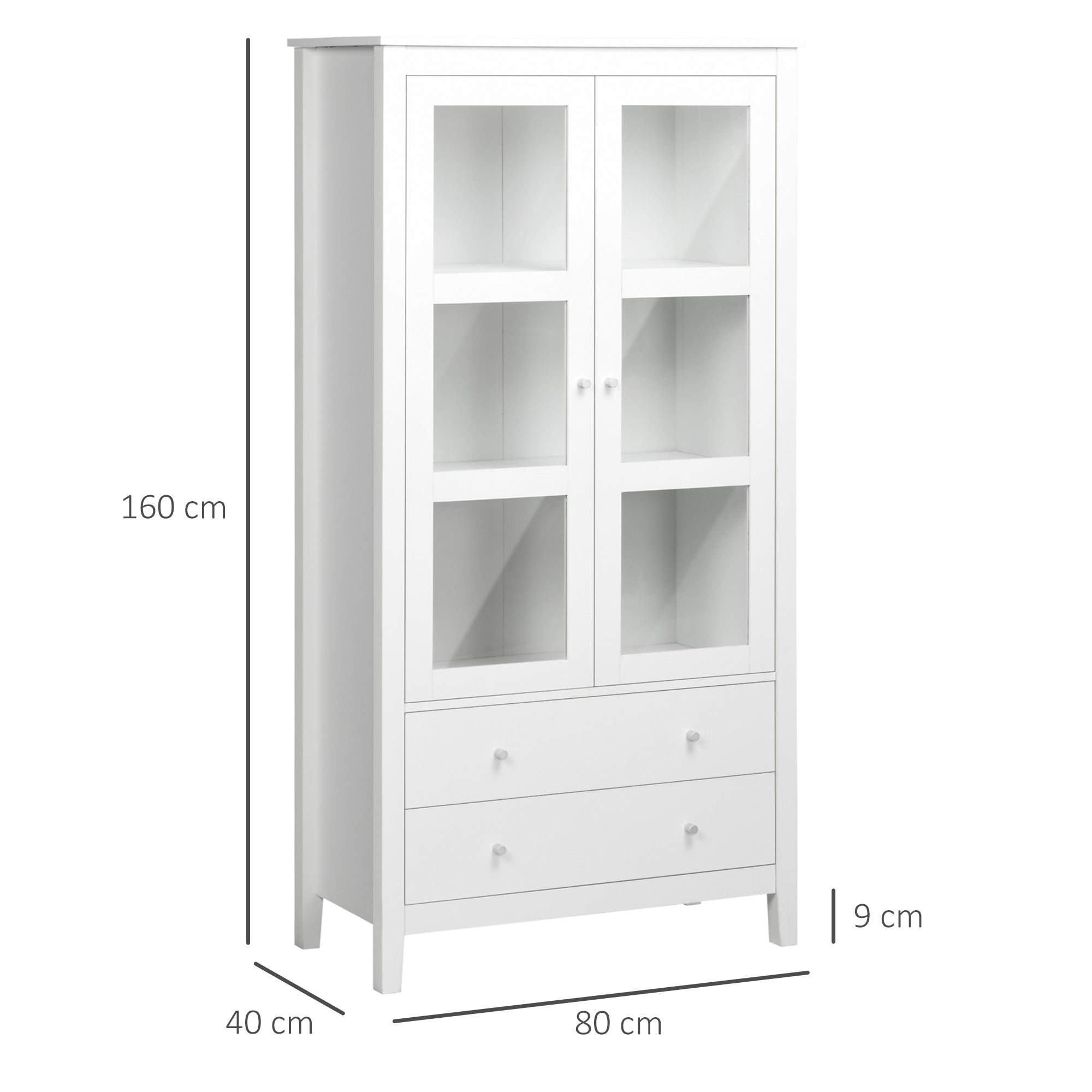Vitrine de Sala de Estar Branca 80x40x160 cm - Elegante e Funcional