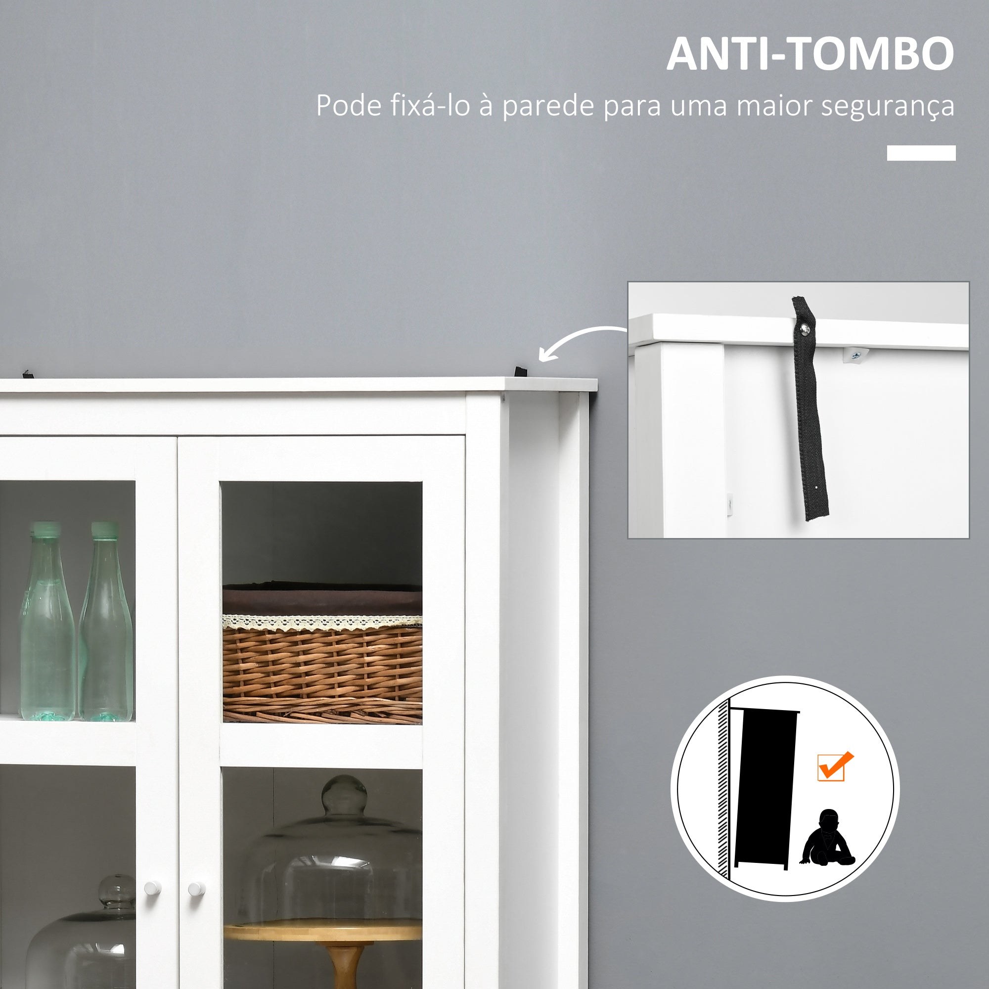 Vitrine de Sala de Estar Branca 80x40x160 cm - Elegante e Funcional