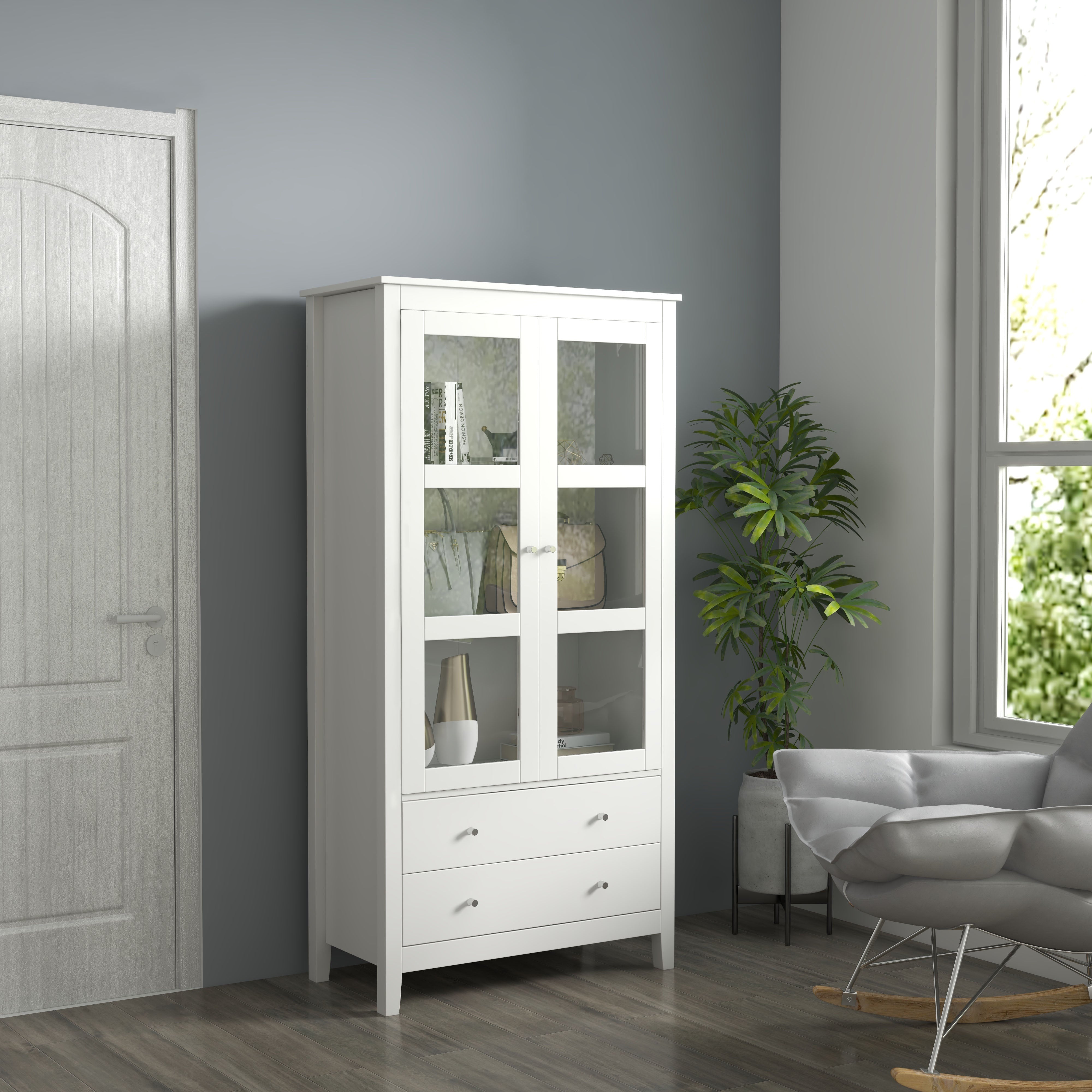 Vitrine de Sala de Estar Branca 80x40x160 cm - Elegante e Funcional