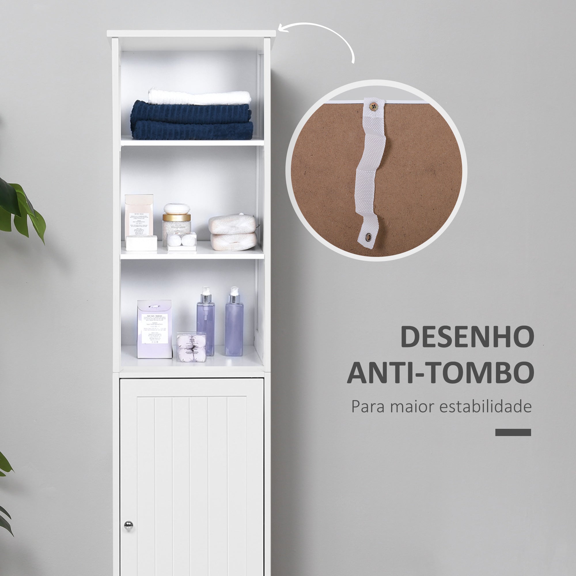 Armário de Banheiro 5 Níveis Branco 40x38x160cm