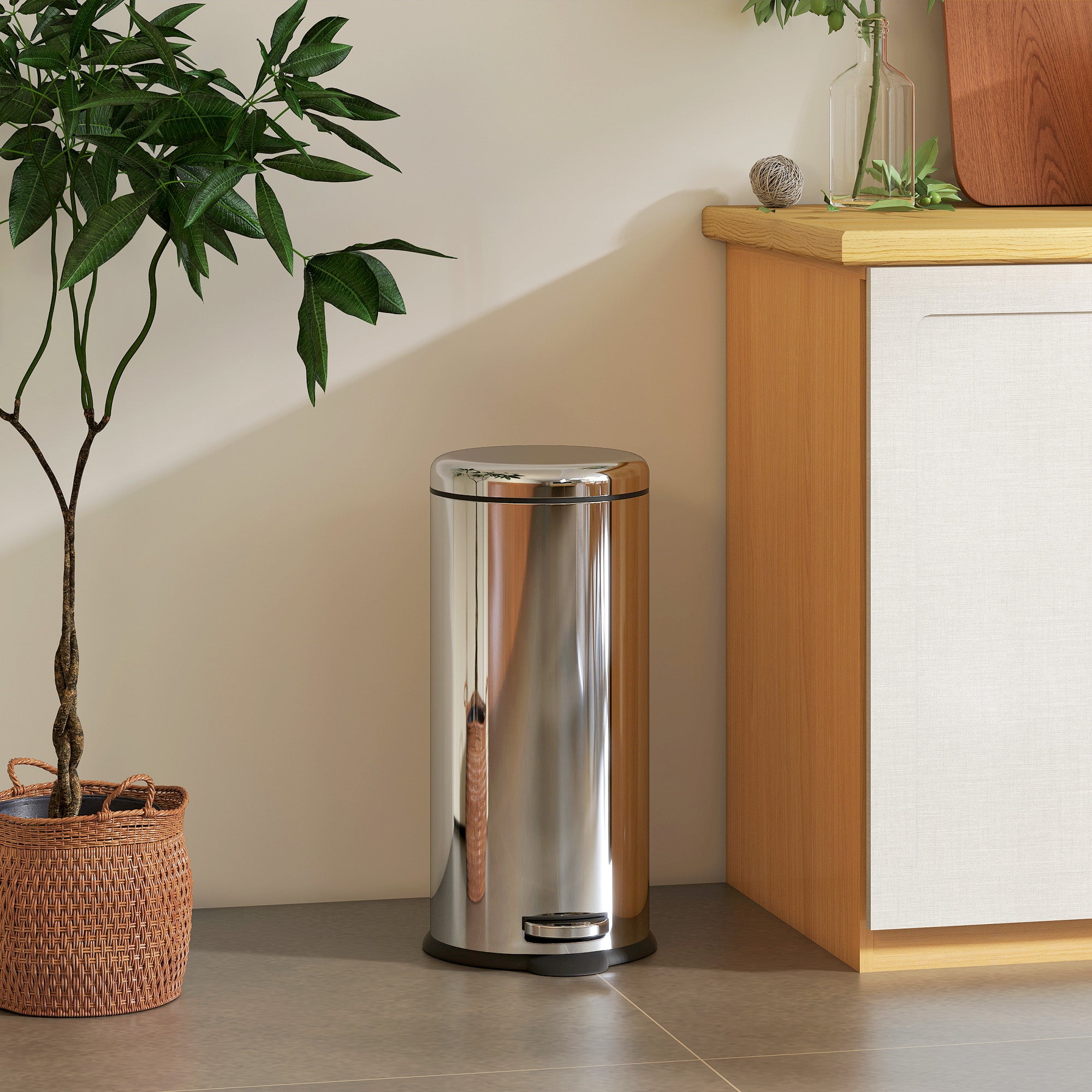Balde de Lixo 30L Prata Ø29,2x62,9 cm - Design Elegante e Funcional