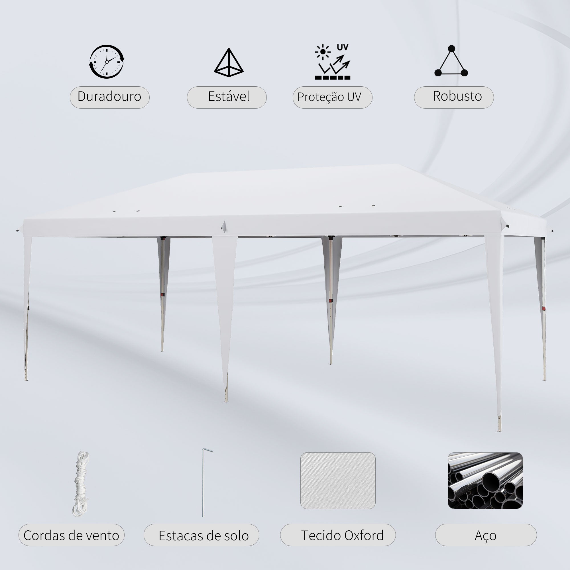 Tenda de Jardim Portátil 585x295x270 cm - Branco