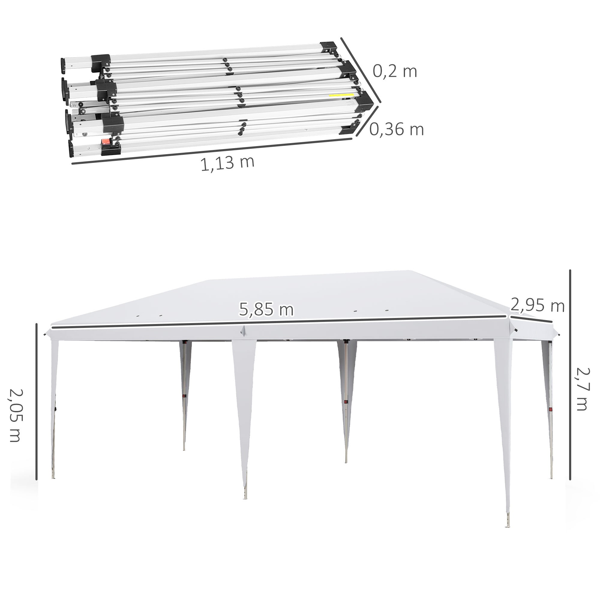Tenda de Jardim Portátil 585x295x270 cm - Branco