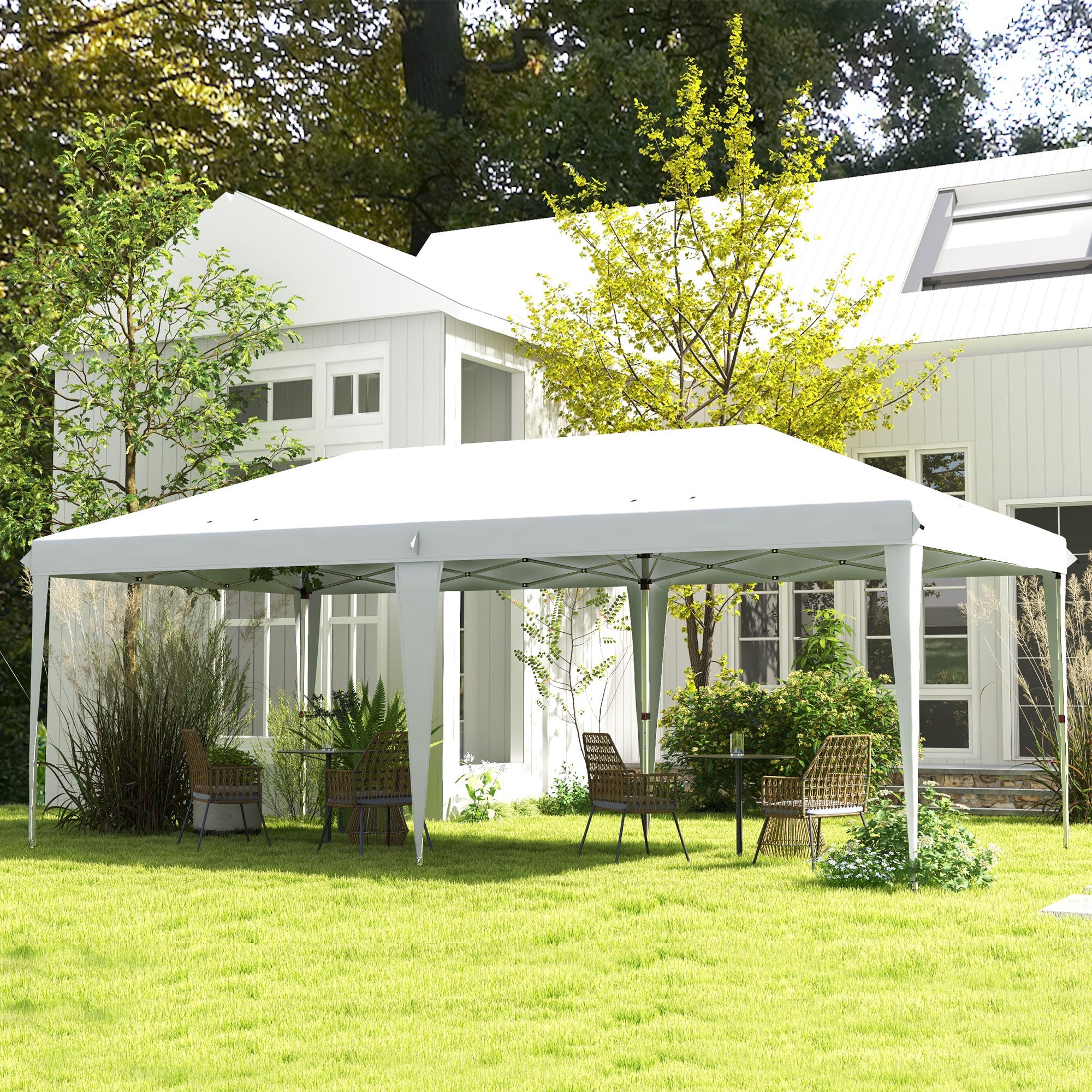 Tenda de Jardim Portátil 585x295x270 cm - Branco