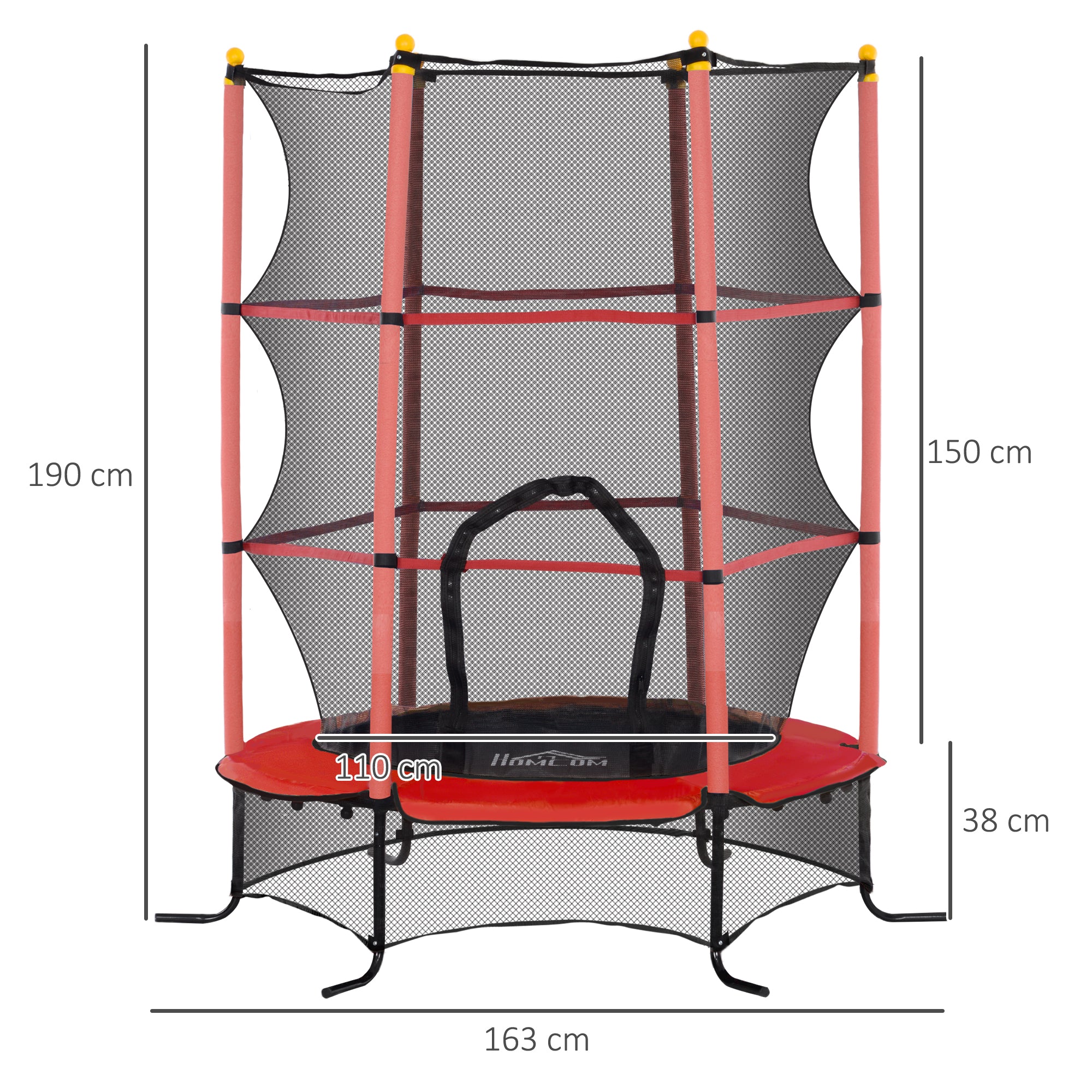 Trampolim Infantil Vermelho Ø163x190 cm com Rede de Segurança
