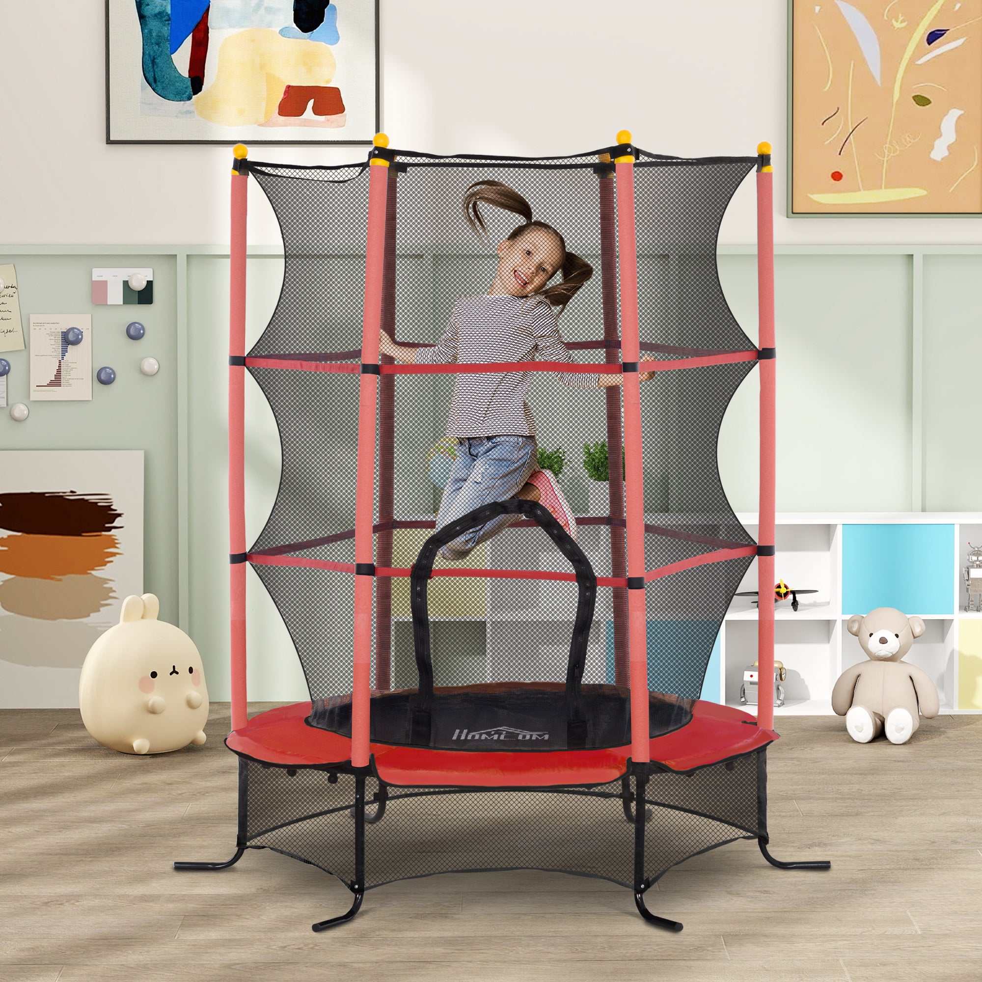 Trampolim Infantil Vermelho Ø163x190 cm com Rede de Segurança