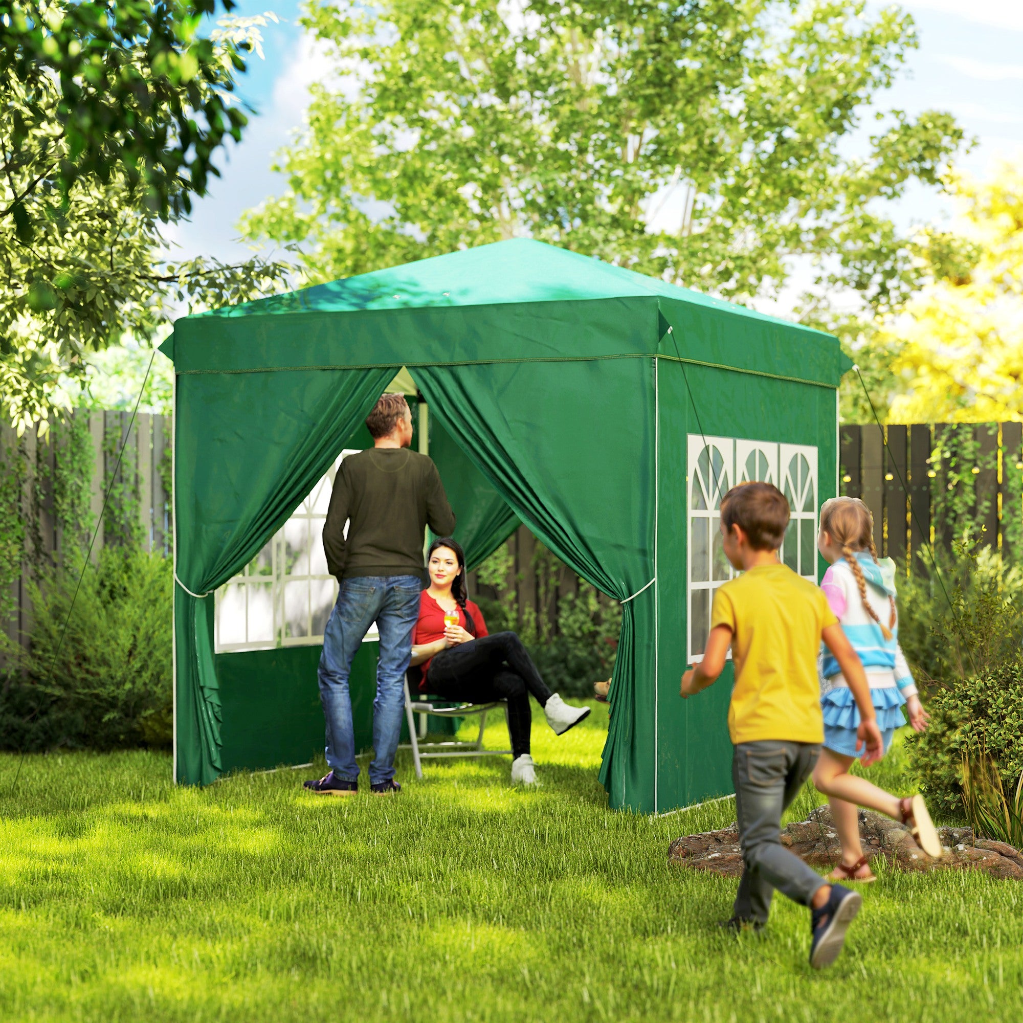 Tenda Dobrável Pop-Up 248x248x270 cm Verde