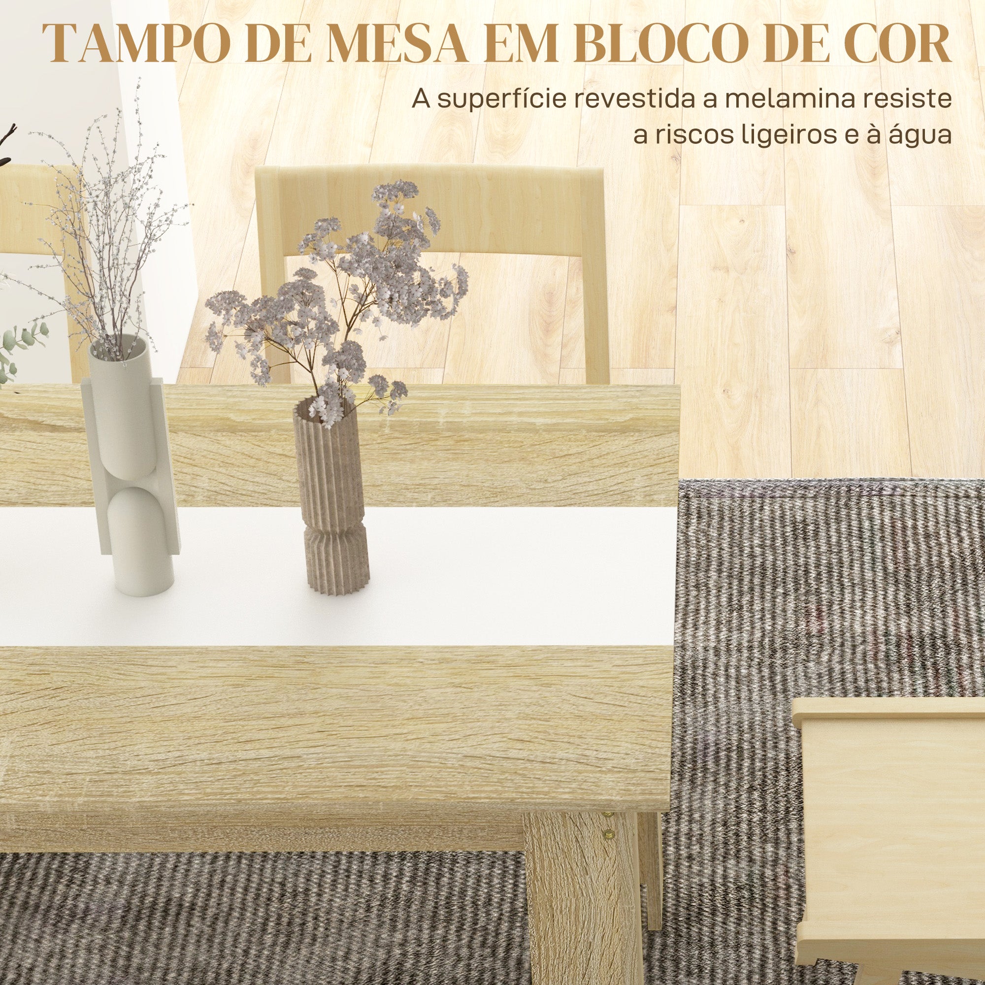 Mesa de Jantar Retangular 140x89,5x75 cm Carvalho e Branco