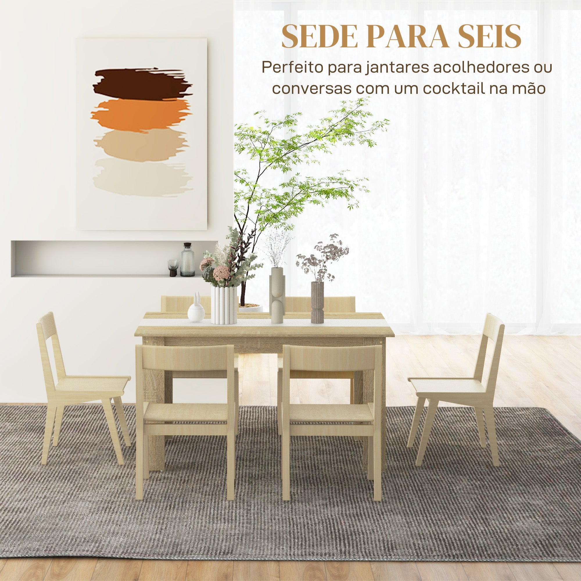 Mesa de Jantar Retangular 140x89,5x75 cm Carvalho e Branco