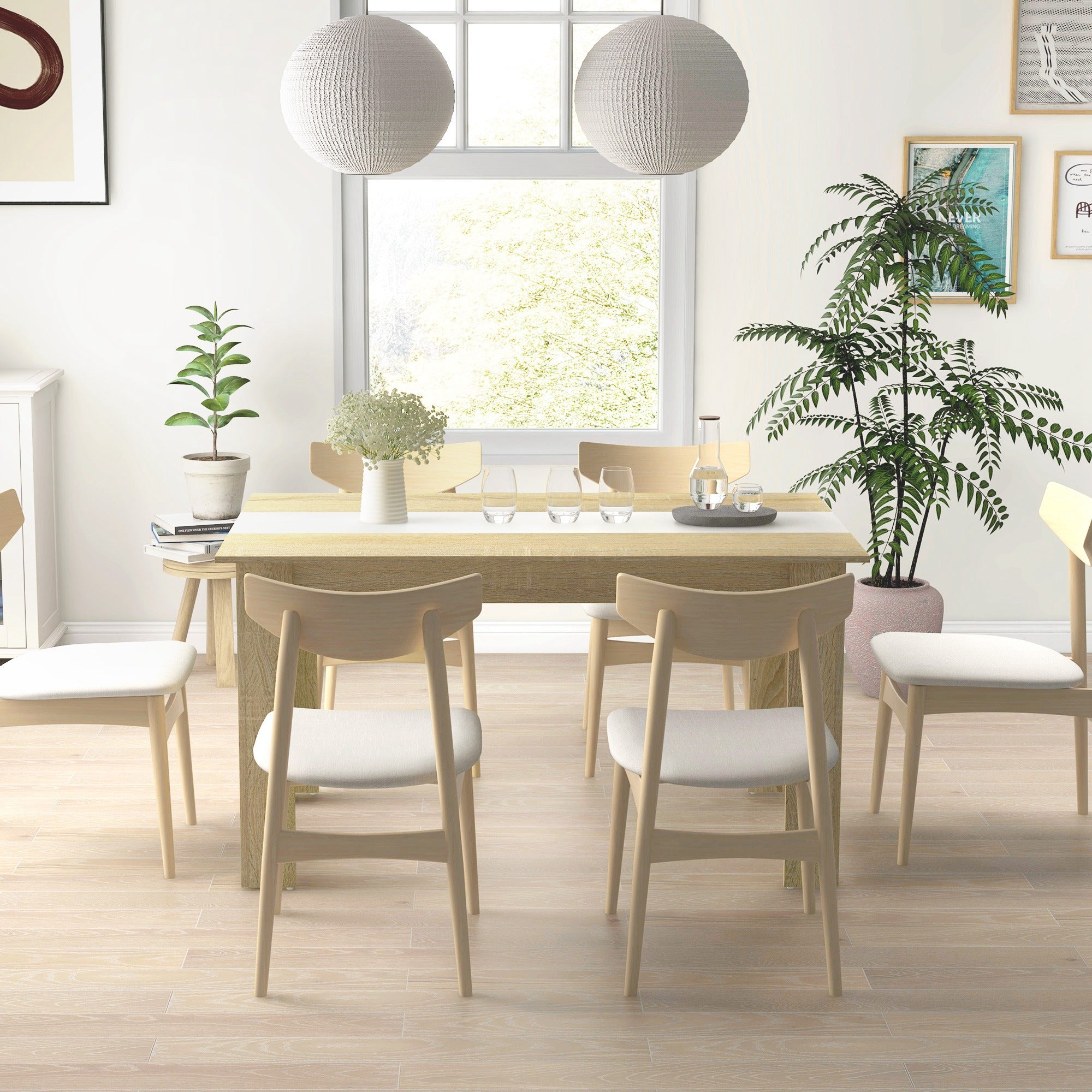 Mesa de Jantar Retangular 140x89,5x75 cm Carvalho e Branco