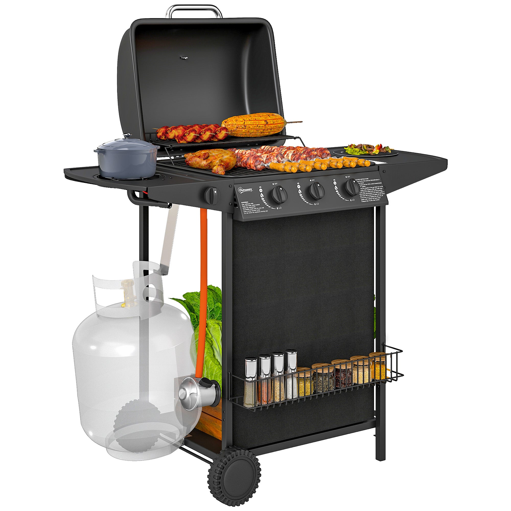 Barbecue a Gás 108x54x97 cm Preto