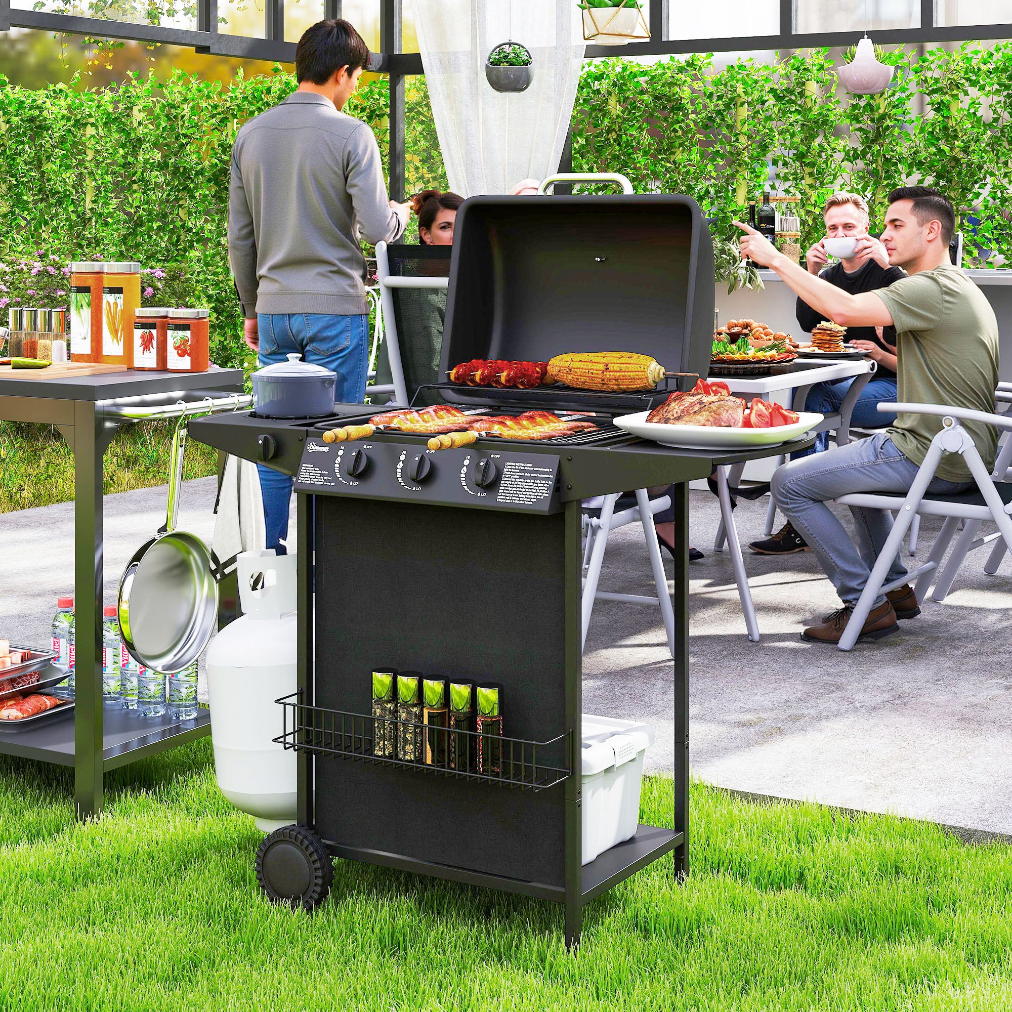 Barbecue a Gás 108x54x97 cm Preto