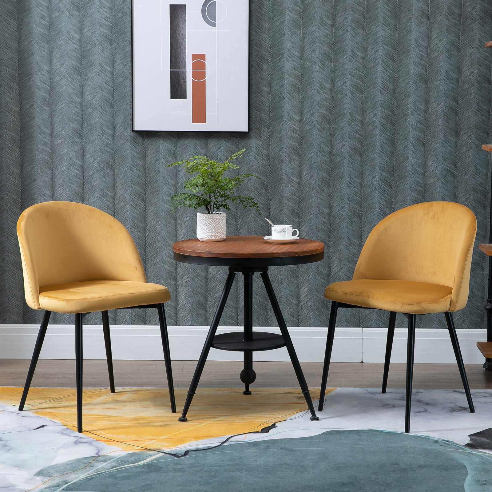 Conjunto de 2 Cadeiras de Sala de Jantar Acolchoadas em Veludo Suave Caramelo 49x50x77 cm