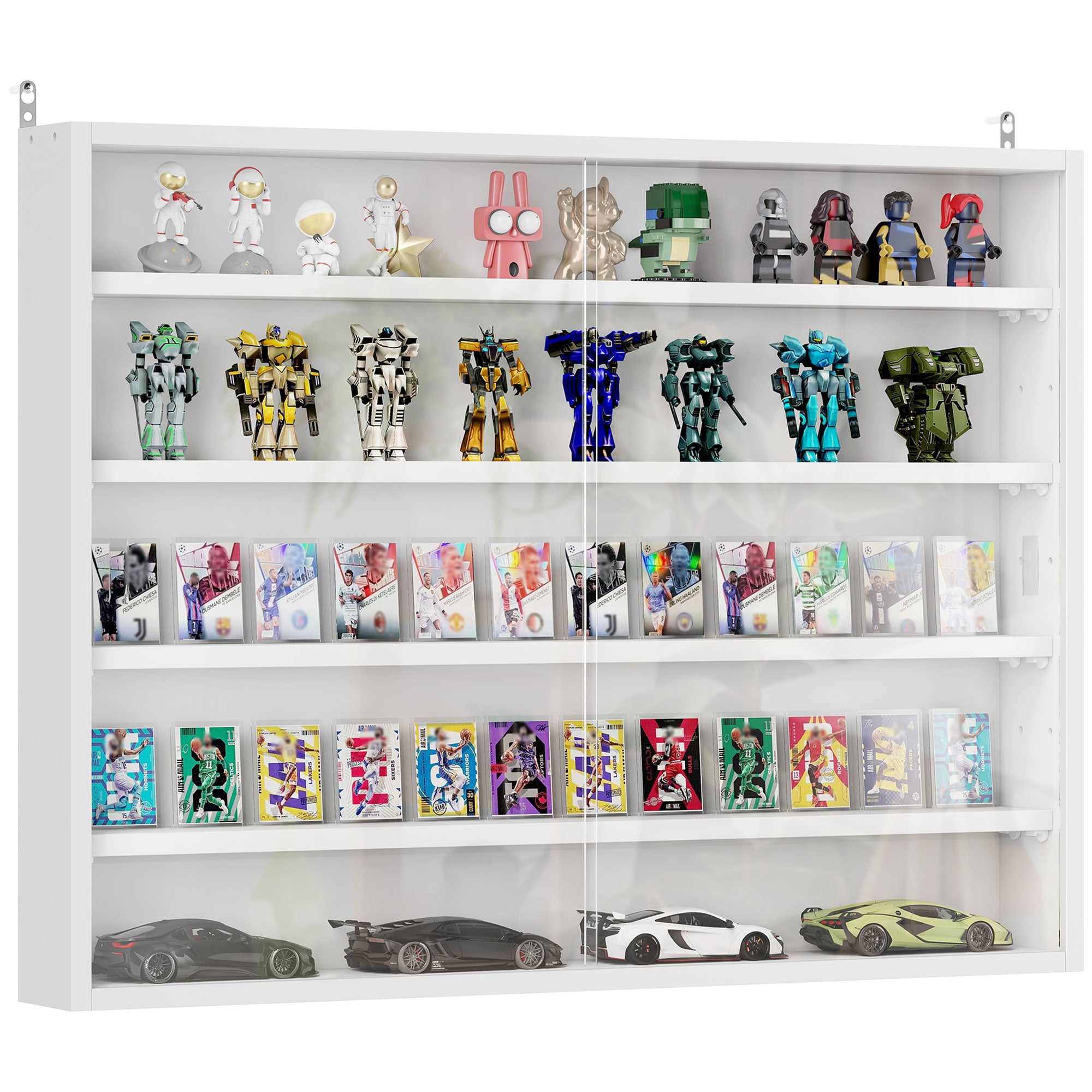 Vitrine de Parede com Prateleiras Ajustáveis e 2 Portas de Vidro 80x9,5x60cm Branco