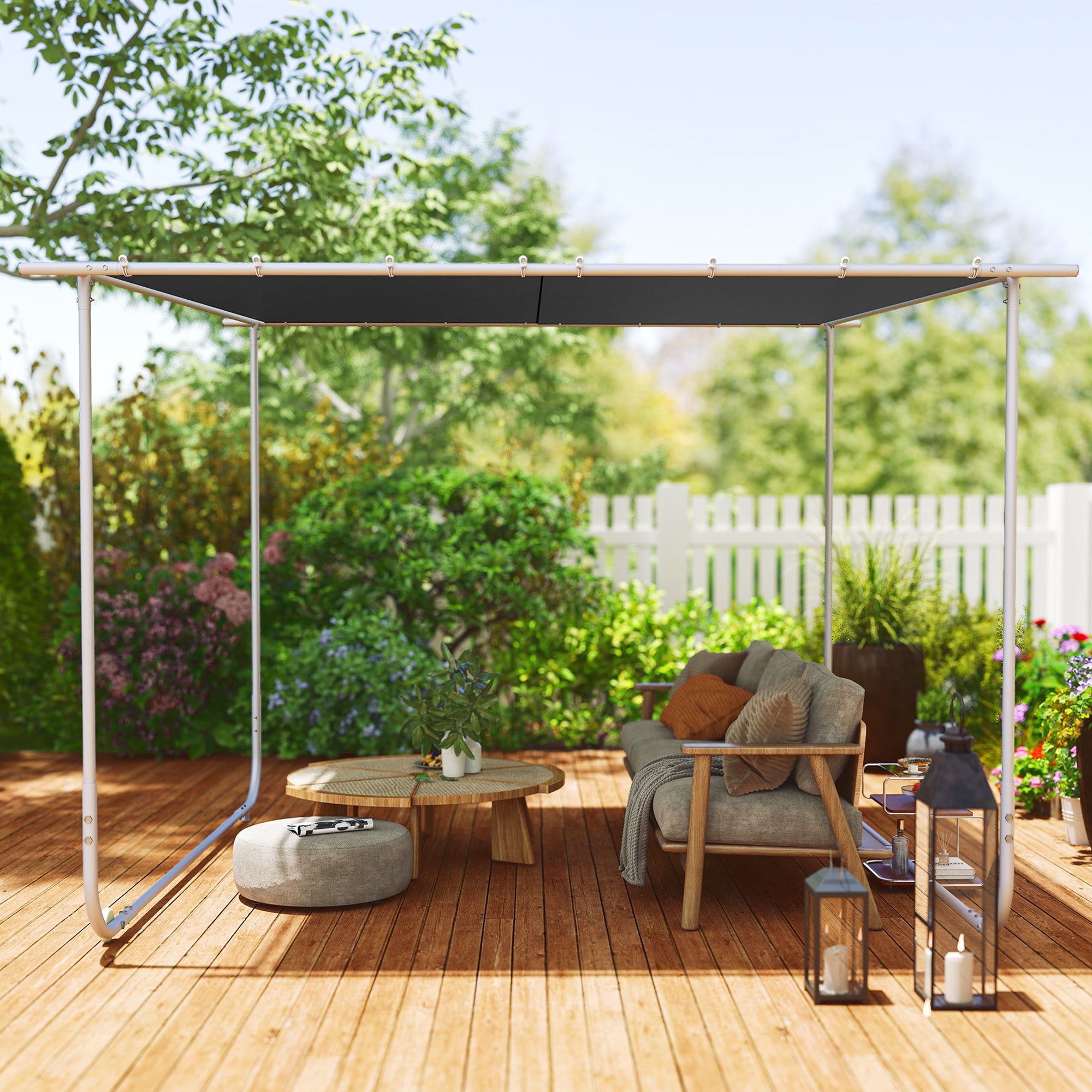 Pérgola de Jardim 302x302x220/250 cm Cinza Escuro