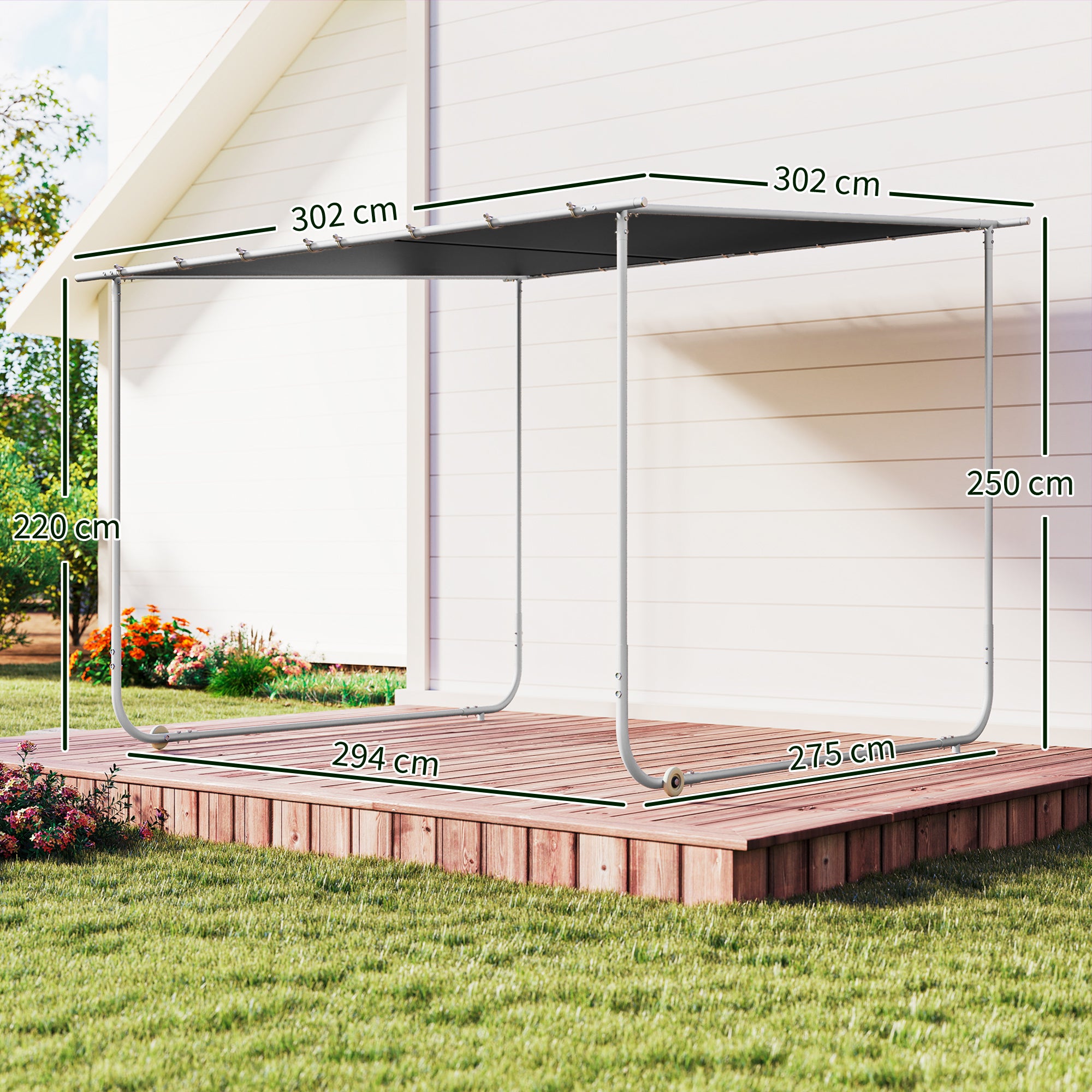 Pérgola de Jardim 302x302x220/250 cm Cinza Escuro