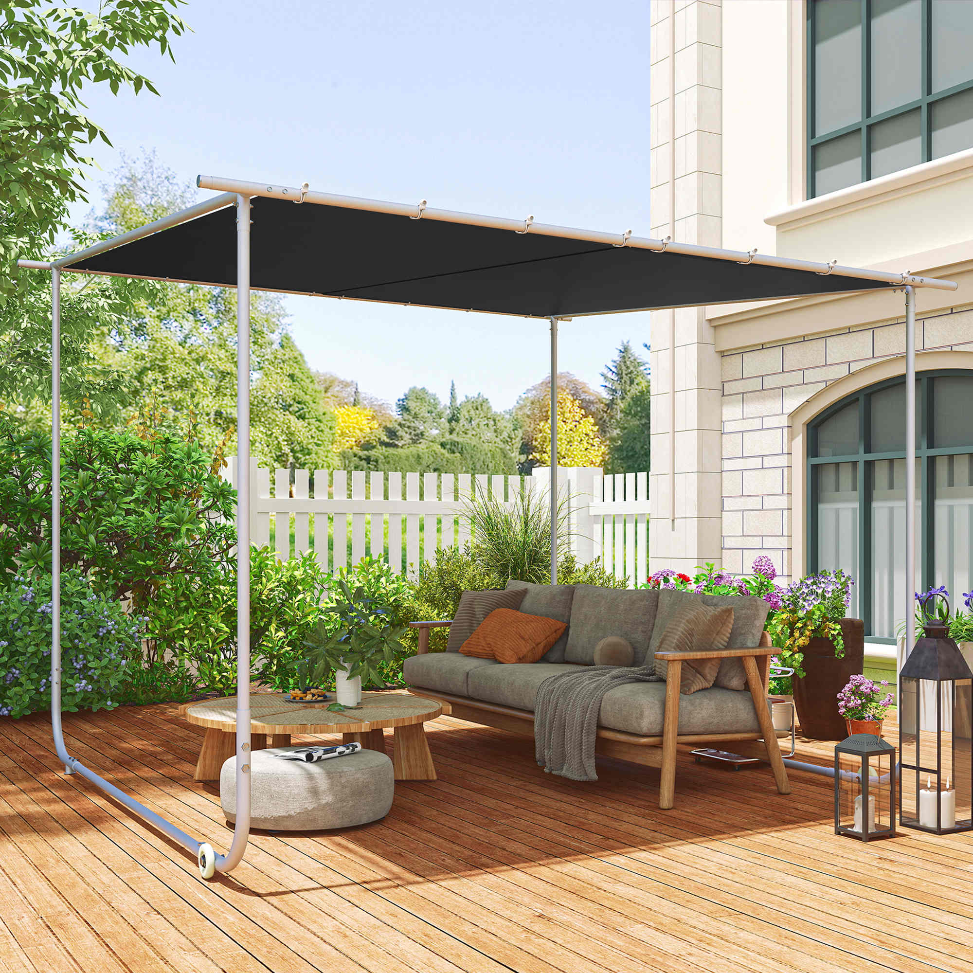 Pérgola de Jardim 302x302x220/250 cm Cinza Escuro