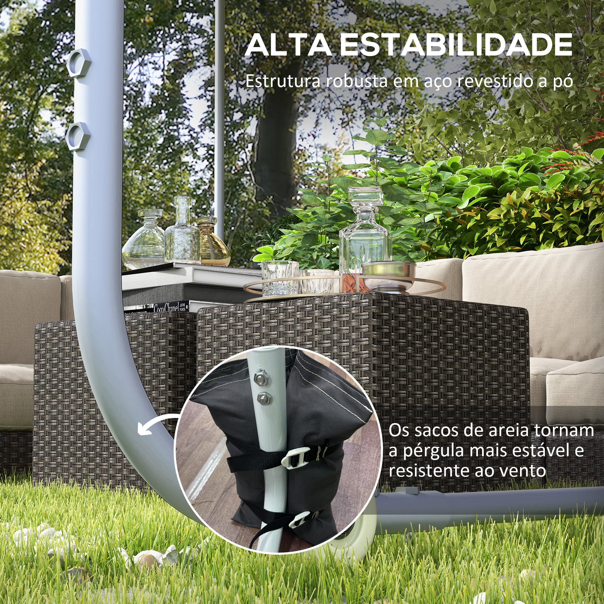 Pérgola de Jardim 302x302x220/250 cm Cinza Escuro