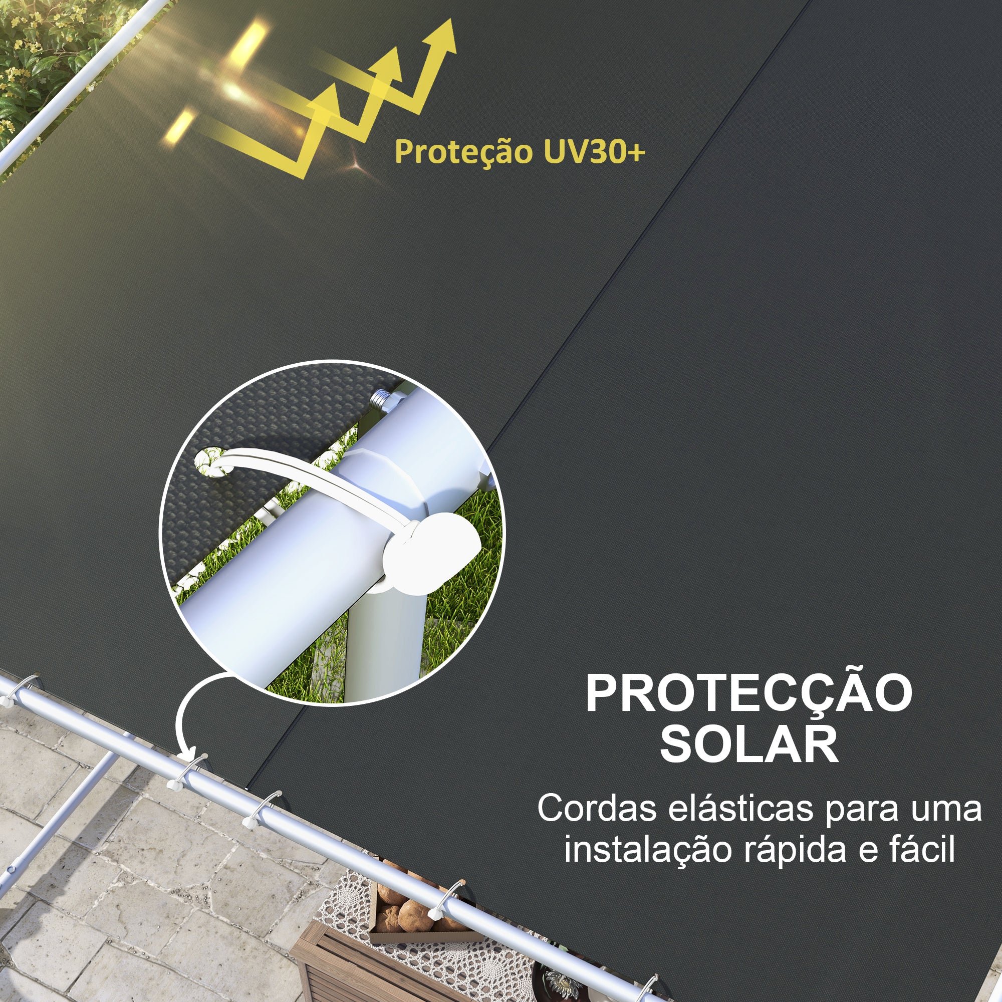 Pérgola de Jardim 302x302x220/250 cm Cinza Escuro